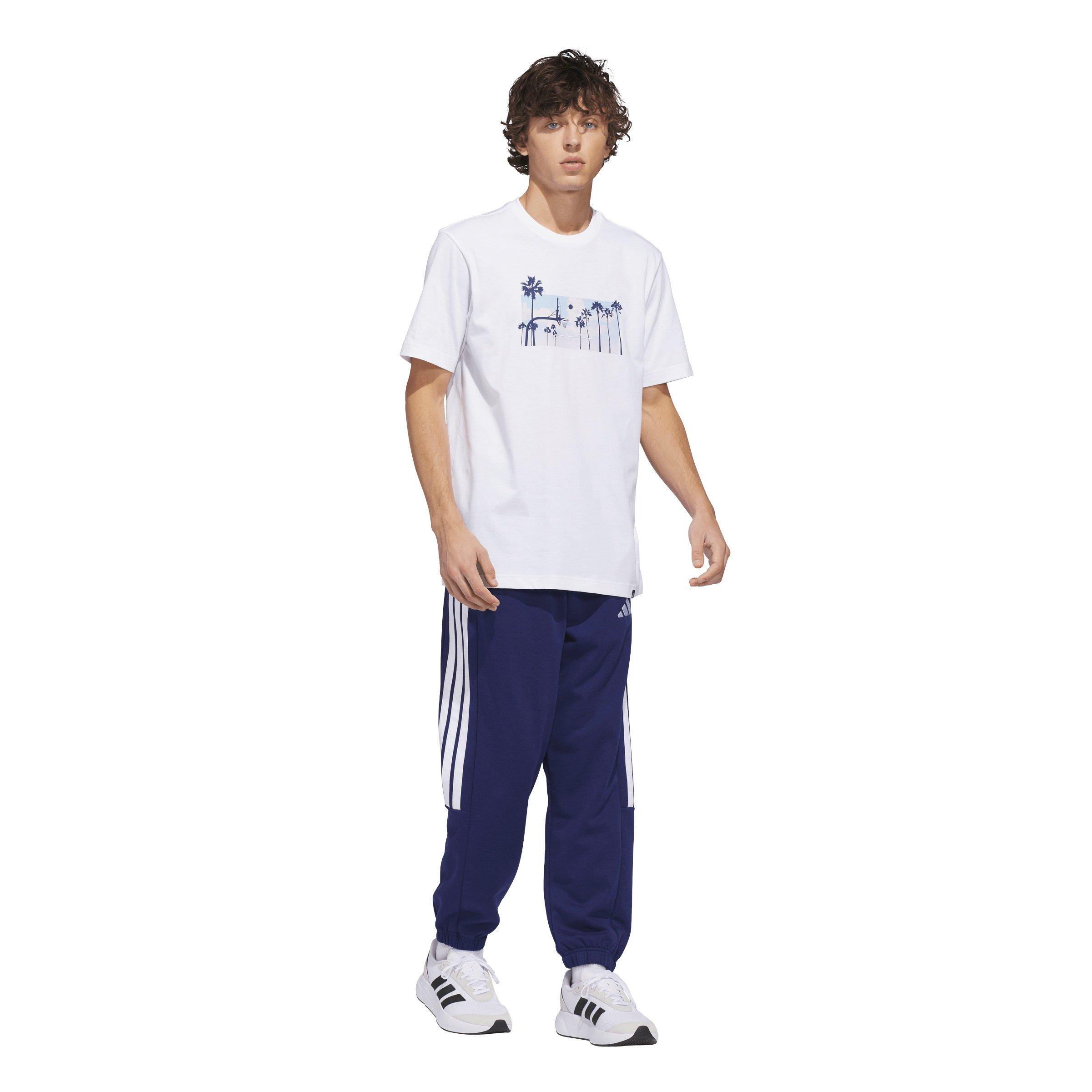 adidas Men's Summer Sunset Graphic T-Shirt - White - WHITE Thumbnail View 5