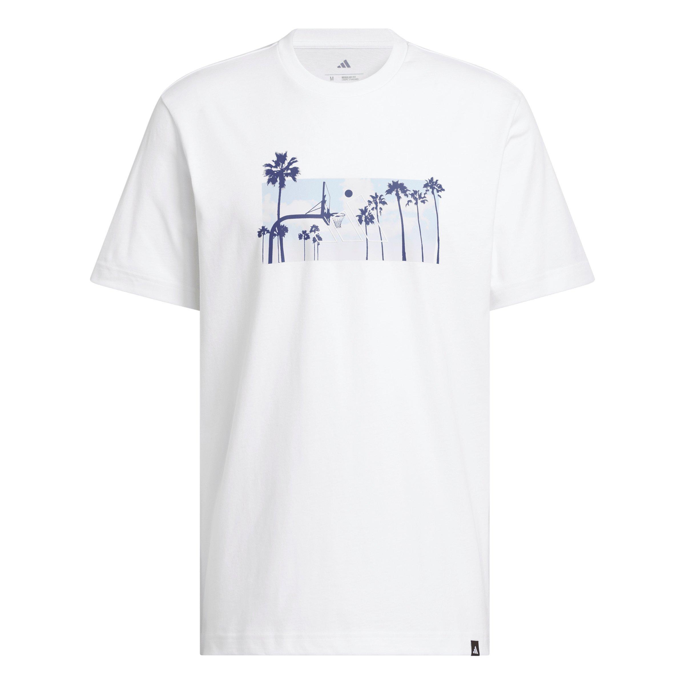 adidas Men's Summer Sunset Graphic T-Shirt - White - WHITE Thumbnail View 6