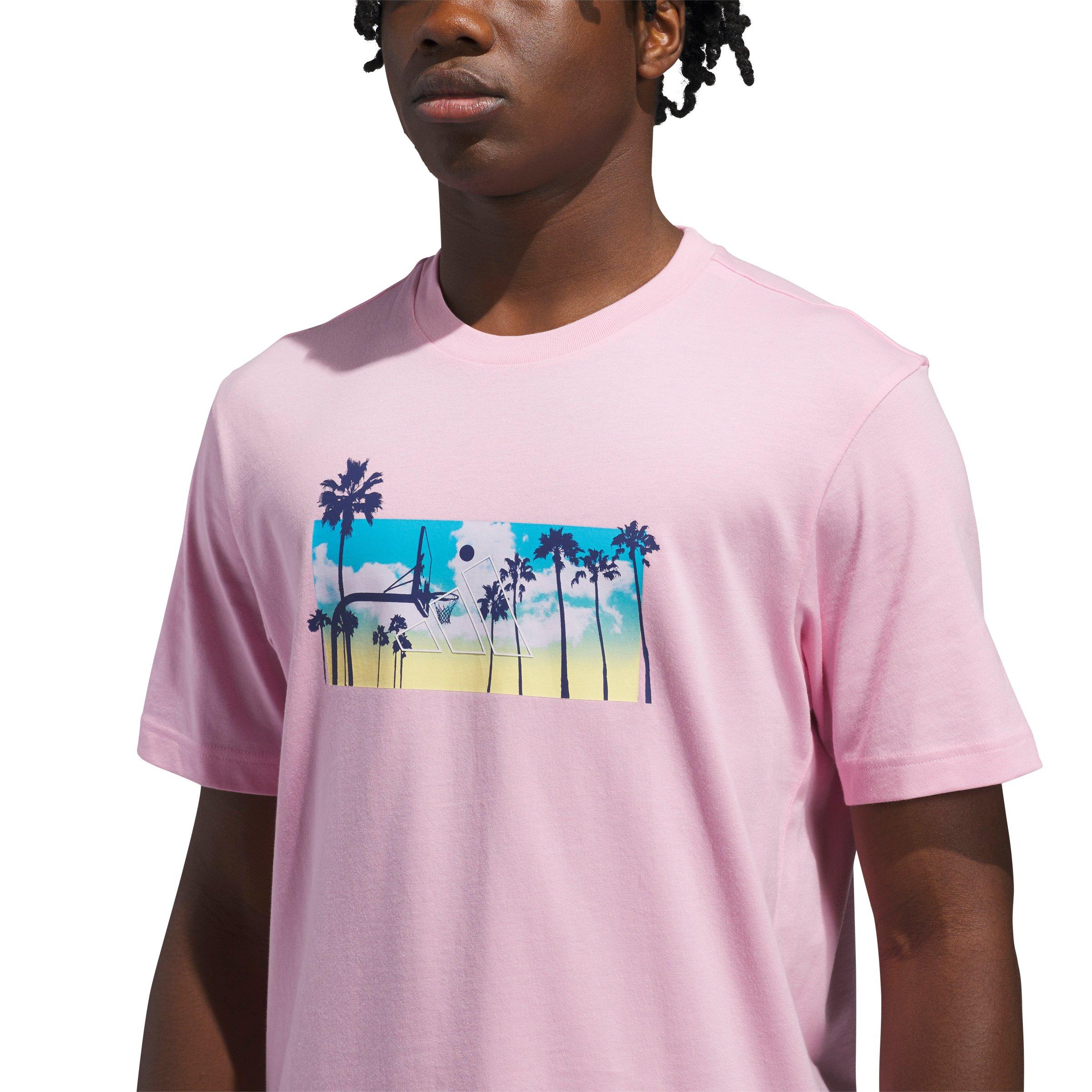 adidas Men's Summer Sunset Graphic T-Shirt - Pink - PINK Thumbnail View 3