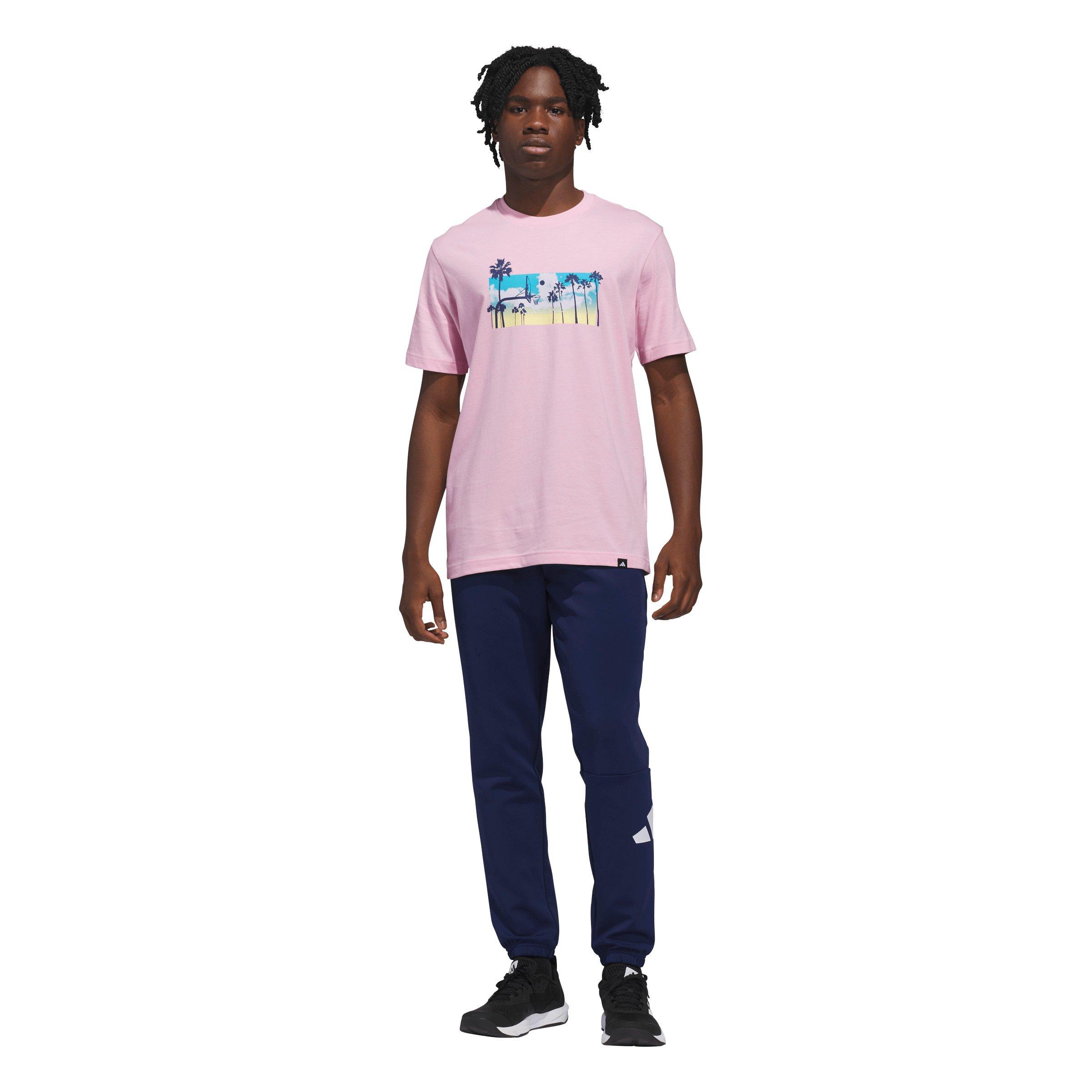 adidas Men's Summer Sunset Graphic T-Shirt - Pink - PINK Thumbnail View 5
