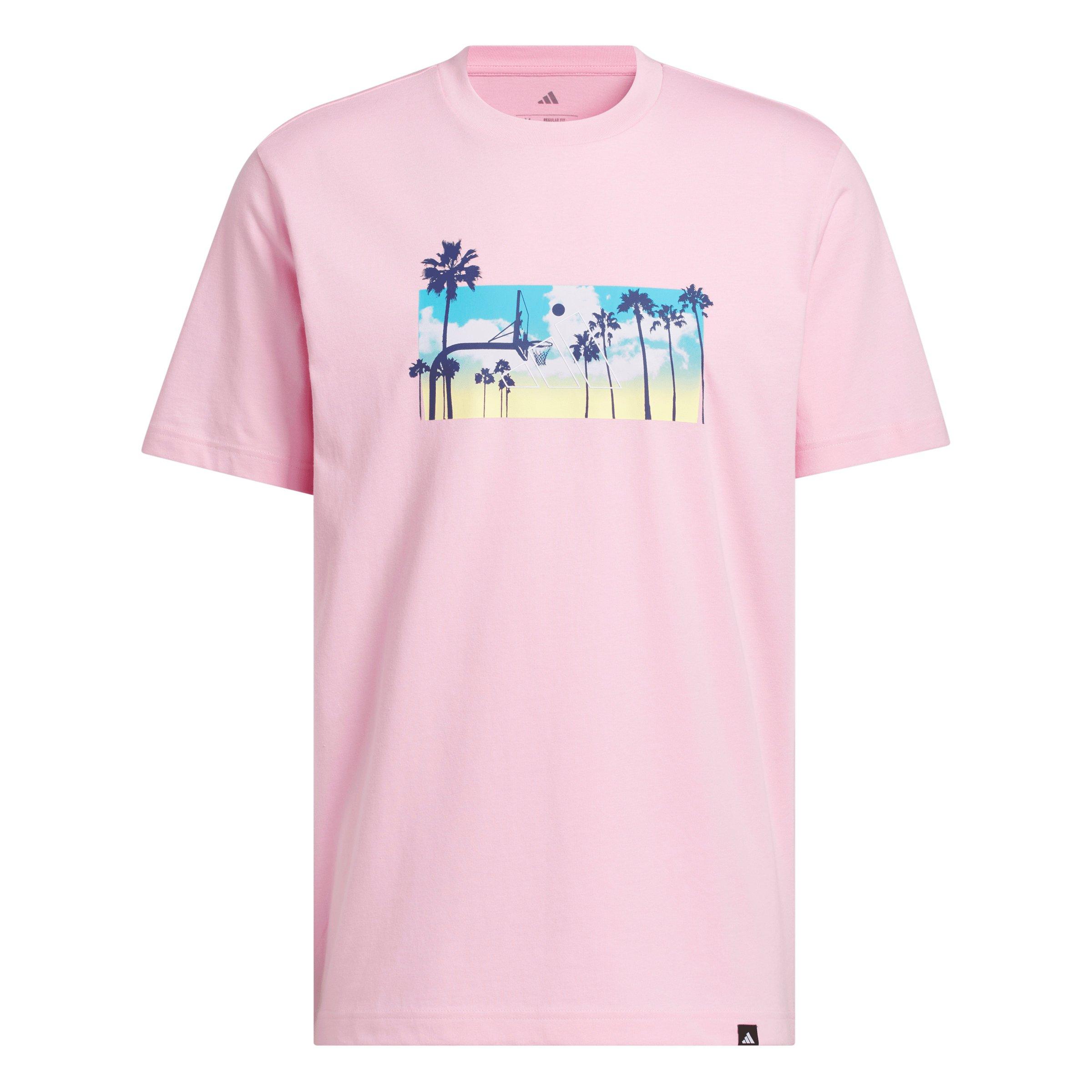 adidas Men's Summer Sunset Graphic T-Shirt - Pink - PINK Thumbnail View 6