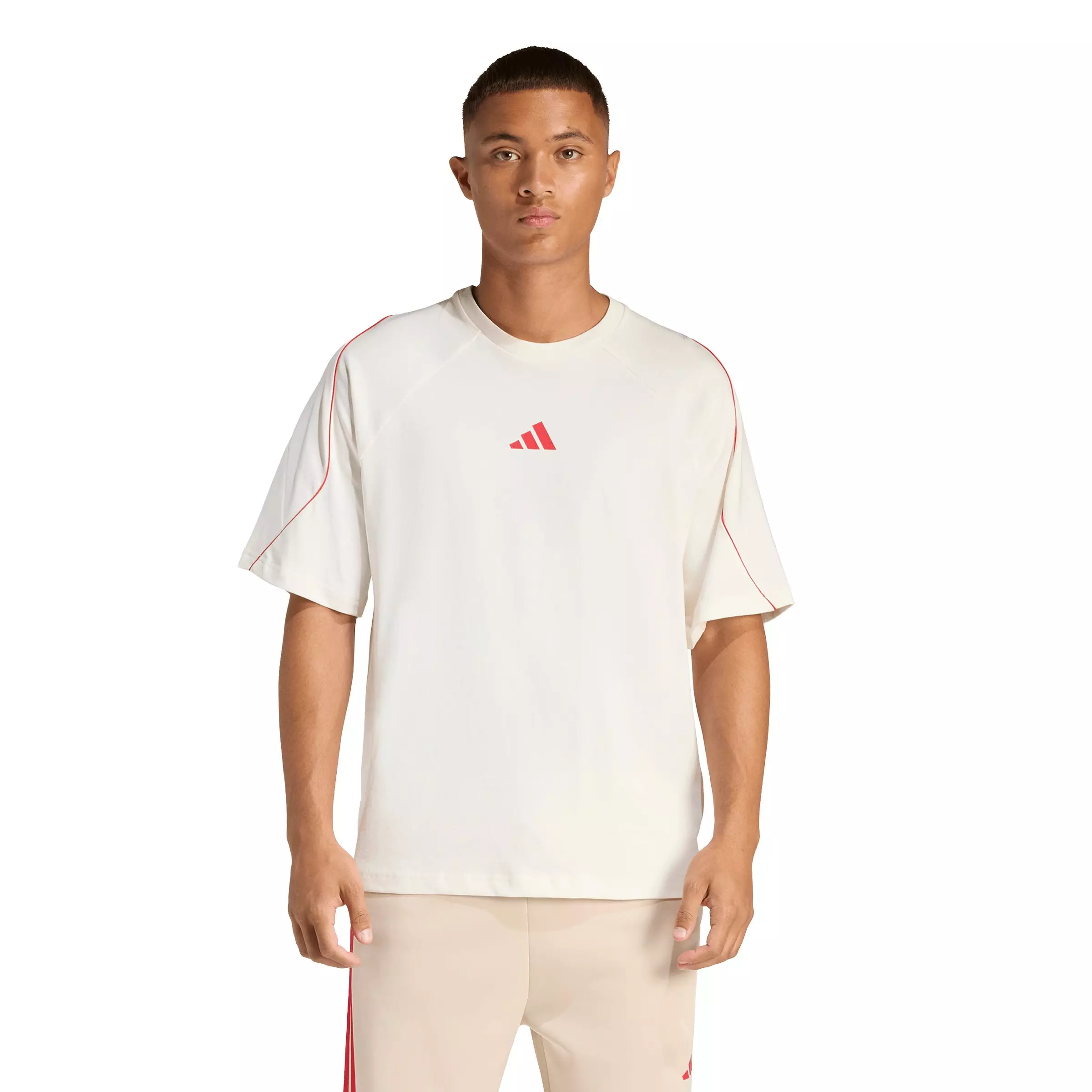adidas Originals Men's Stadium T-Shirt - Cream/Red - CREAM/RED
