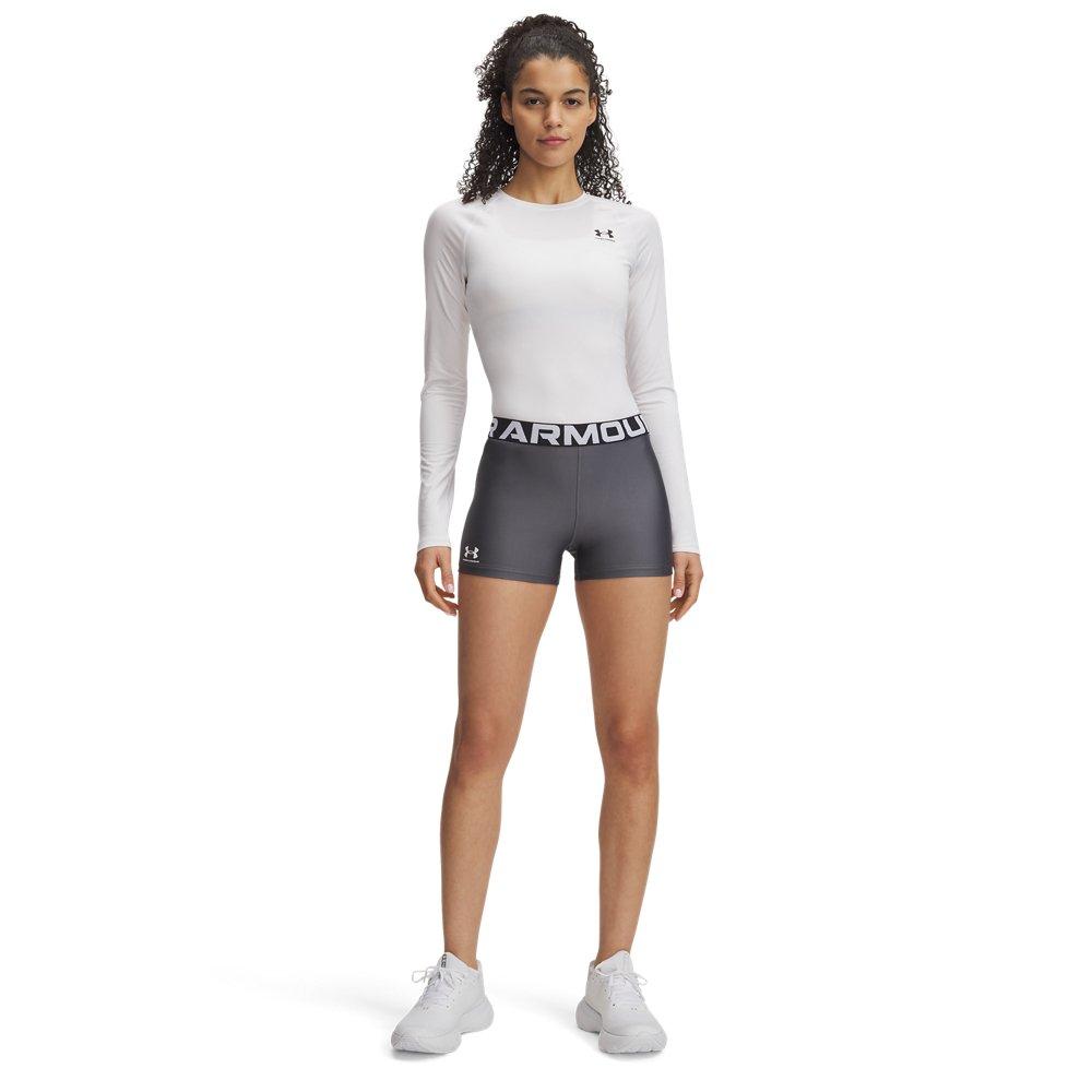 Under Armour Women's HeatGear Shorty 3" Shorts - Grey/White - GREY/WHITE Thumbnail View 3