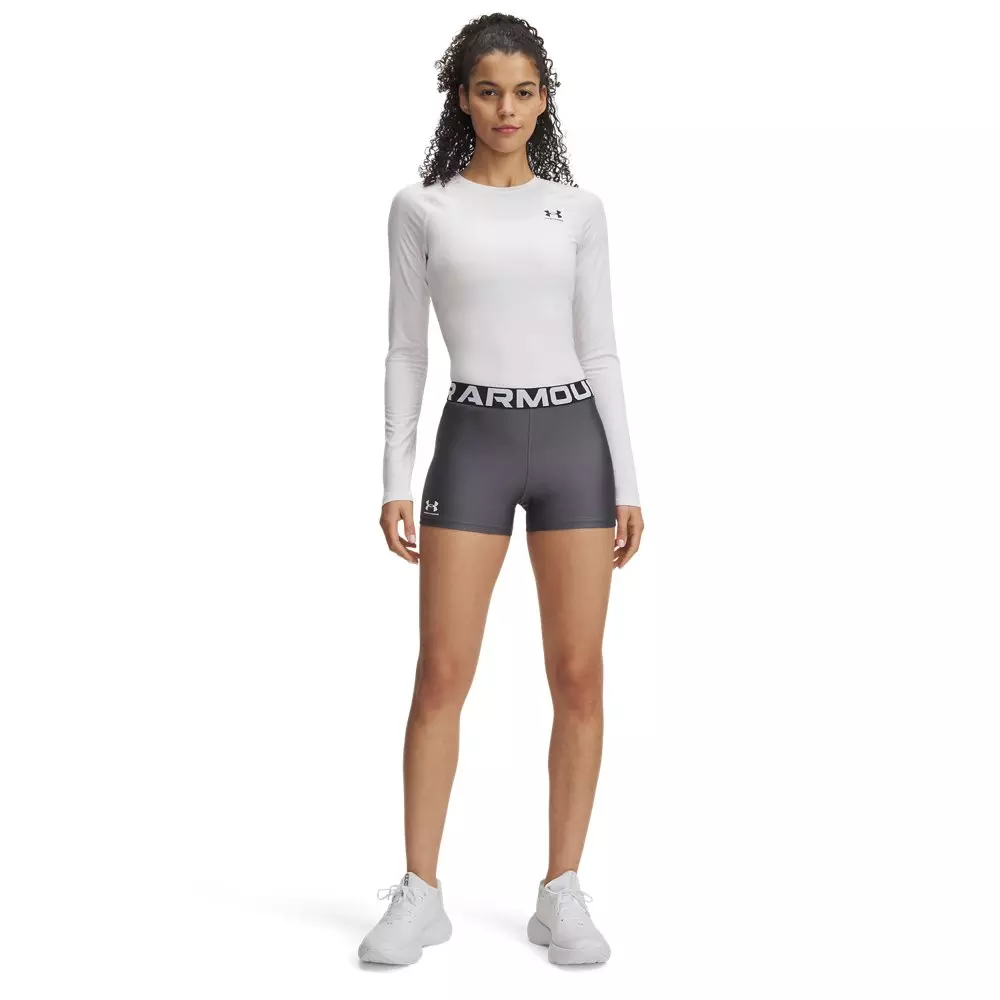 Under Armour Women's HeatGear Shorty 3" Shorts - Grey/White - GREY/WHITE