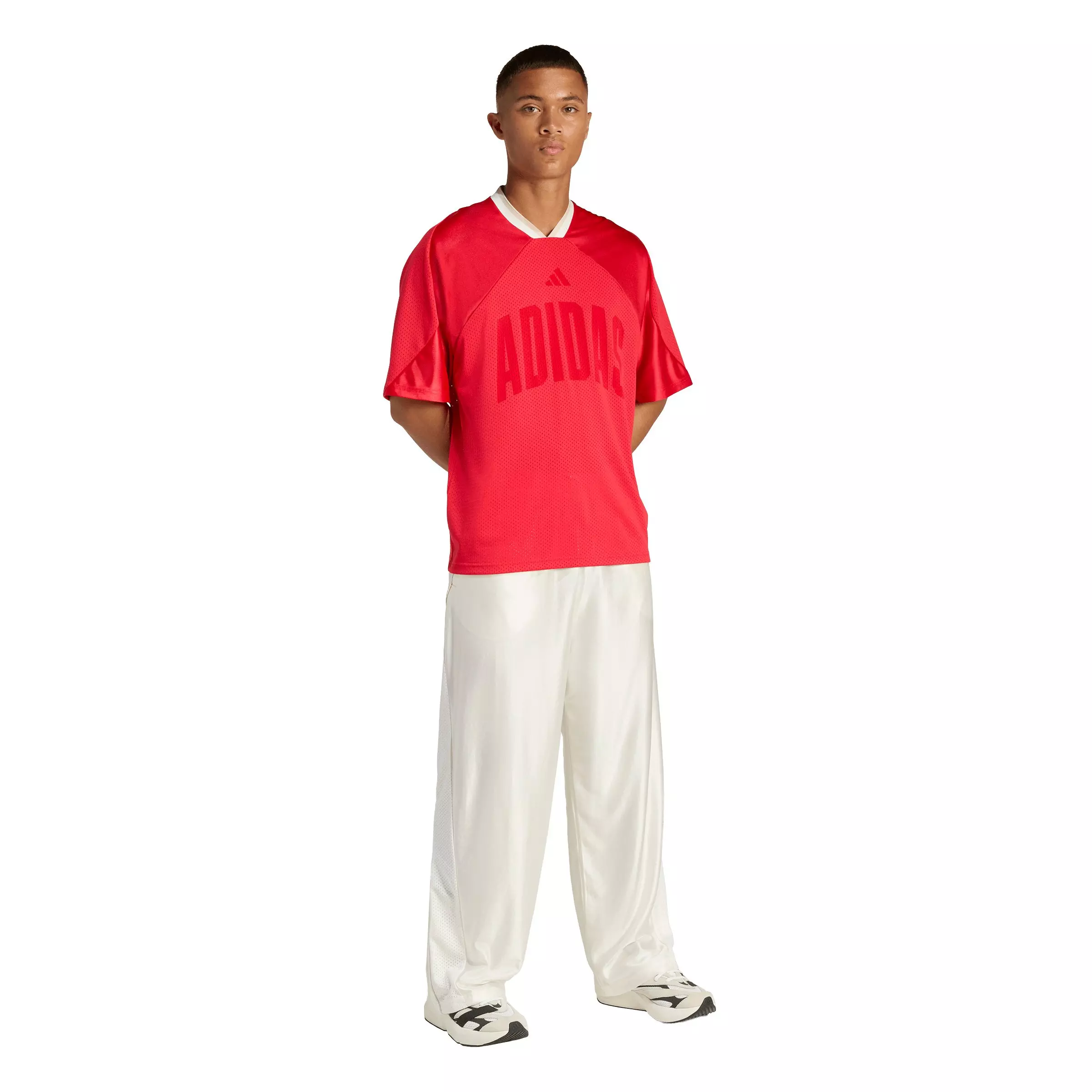 adidas Men's Stadium Graphic Mesh T-Shirt - Red/White - RED/WHITE