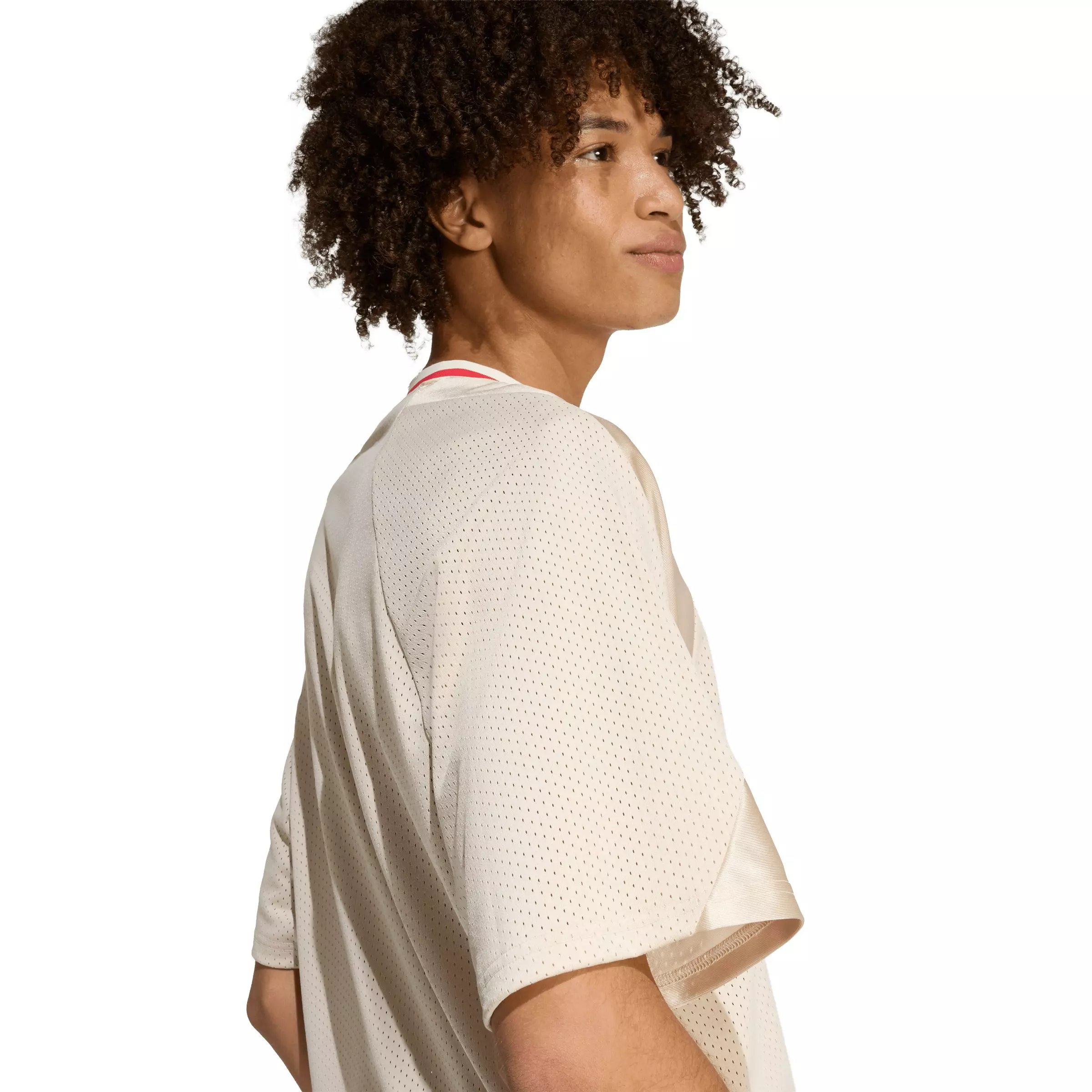 adidas Men's Stadium Graphic Mesh T-Shirt - Cream/Red - CREAM/RED