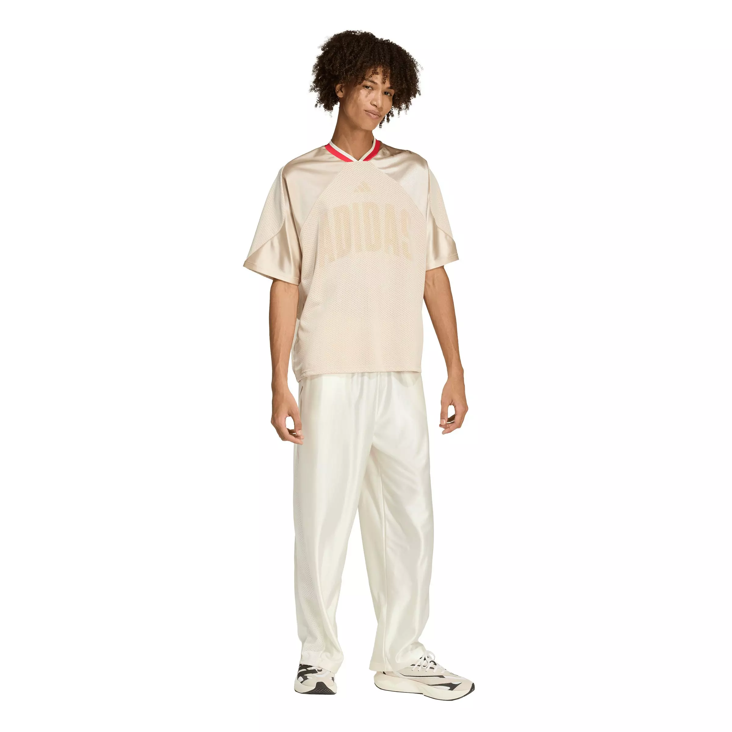 adidas Men's Stadium Graphic Mesh T-Shirt - Cream/Red - CREAM/RED