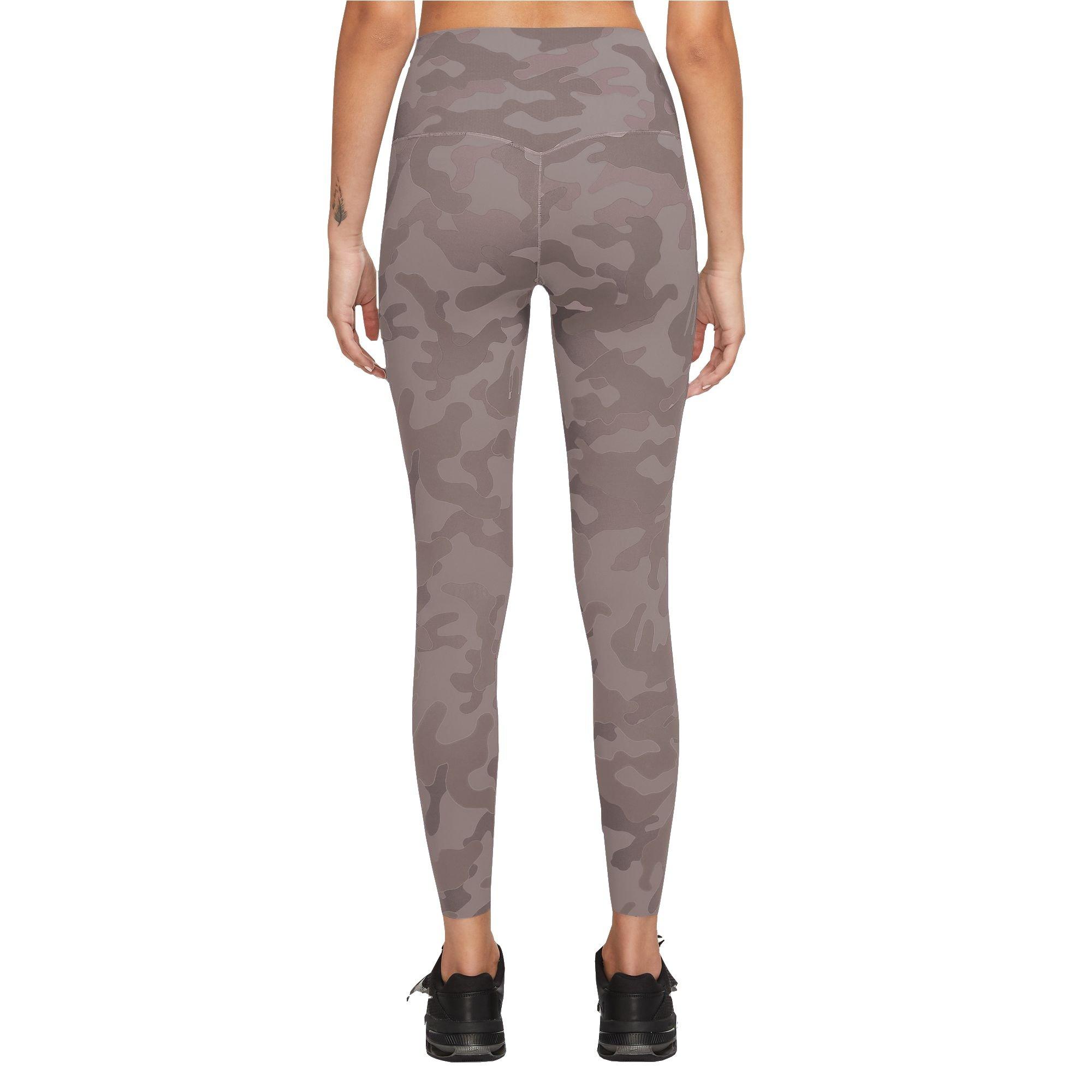 Nike Women's Universa Medium Support High-Rise 7/8 Camo Leggings with Pockets - Brown - BROWN Thumbnail View 2