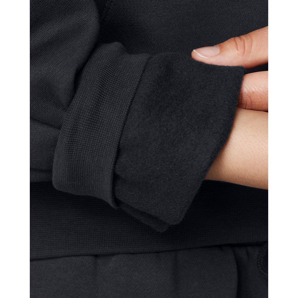 Under Armour Women's UA Icon Fleece Oversized 1/2 Zip - Black/White - BLACK/WHITE Thumbnail View 3