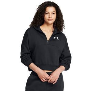 Under Armour Women's UA Icon Fleece Oversized 1/2 Zip - Black/White