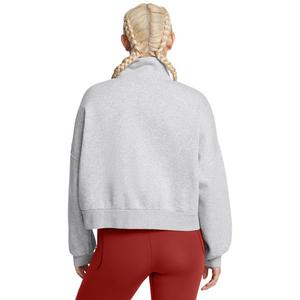 Under Armour Women's UA Icon Fleece Oversized 1/2 Zip - Heather Grey/White