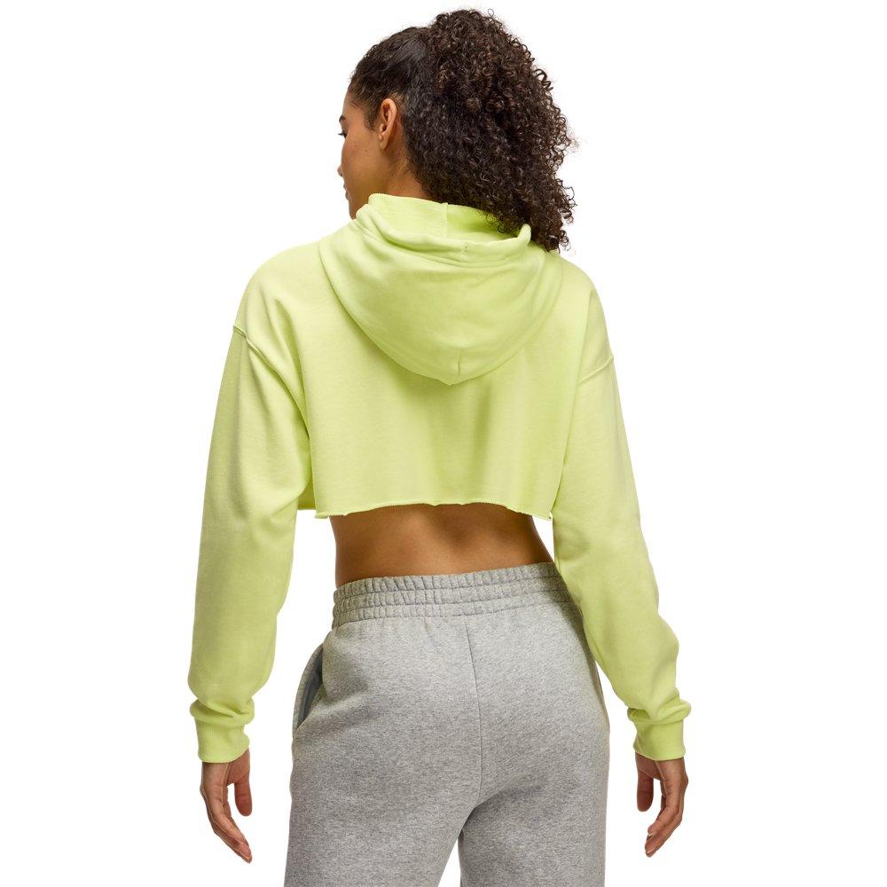 Under Armour Women's UA Icon Terry Crop Hoodie - Yellow/White - YELLOW/WHITE Thumbnail View 2