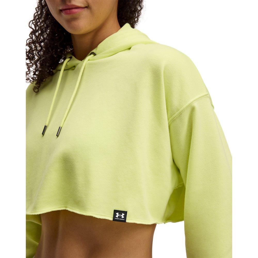 Under Armour Women's UA Icon Terry Crop Hoodie - Yellow/White - YELLOW/WHITE Thumbnail View 3