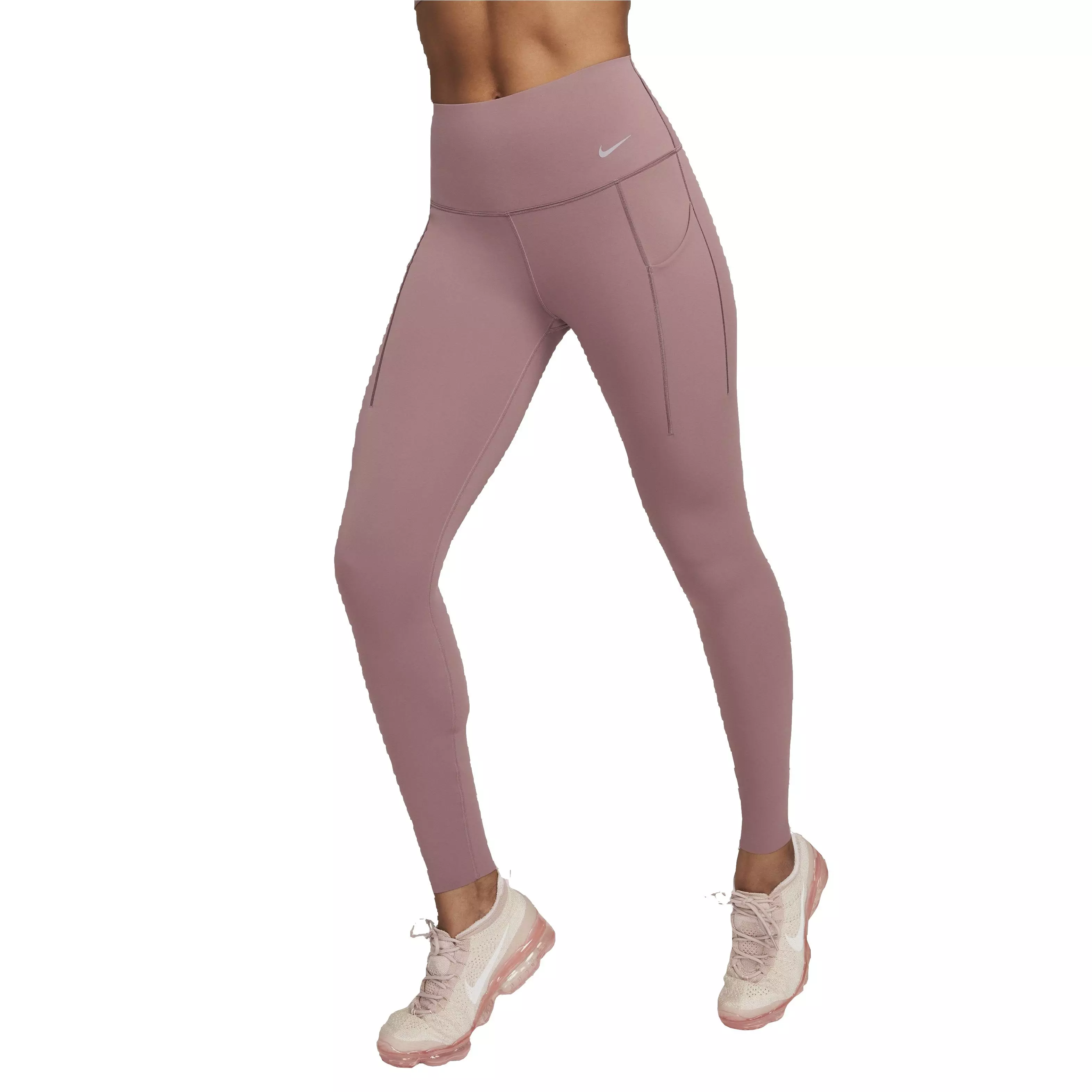 Nike Women's Universa Medium Support High-Rise Full-Length Leggings with Pockets - Mauve - MAUVE