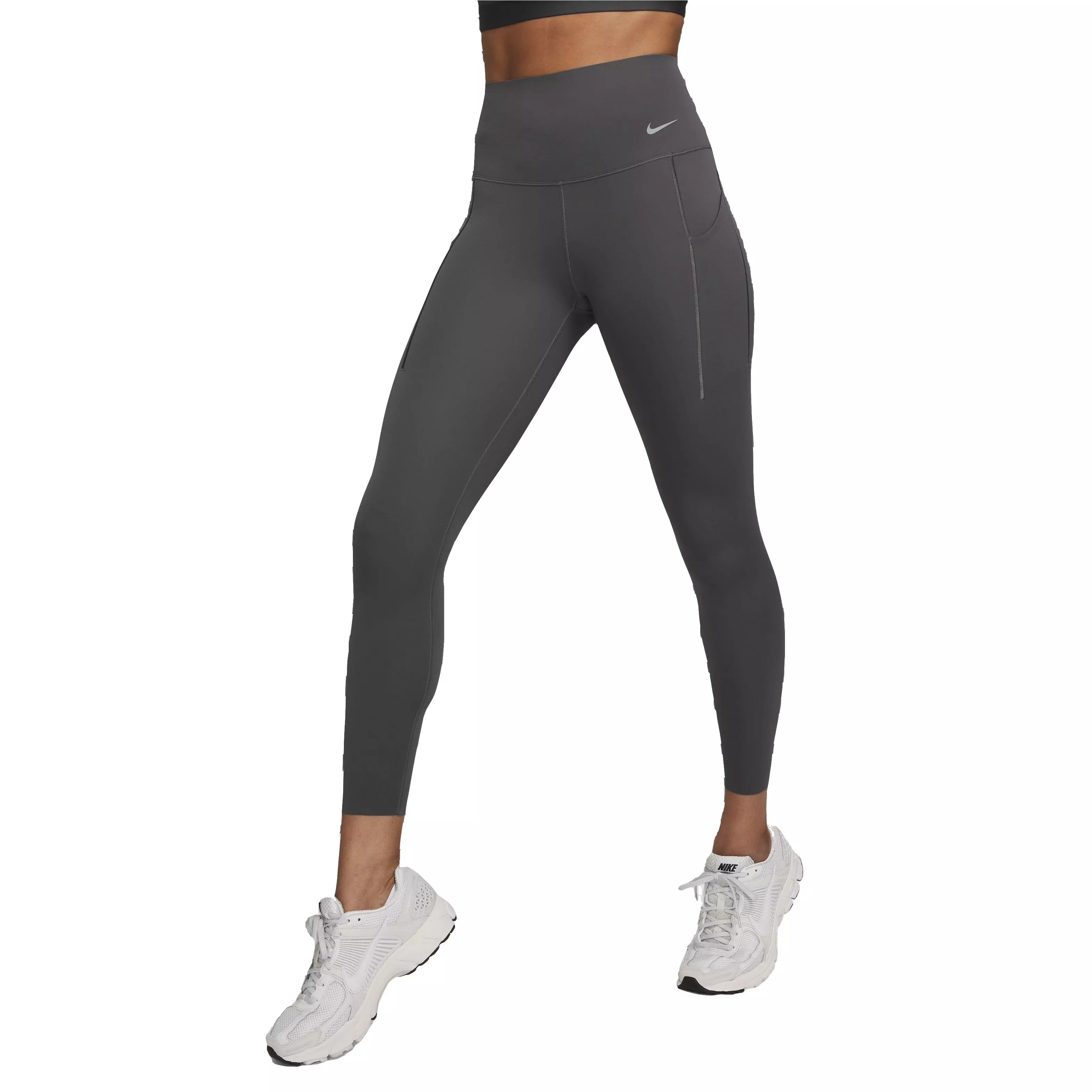 Nike Women's Universa Medium Support Mid-Rise 7/8 Leggings with Pockets - GREY