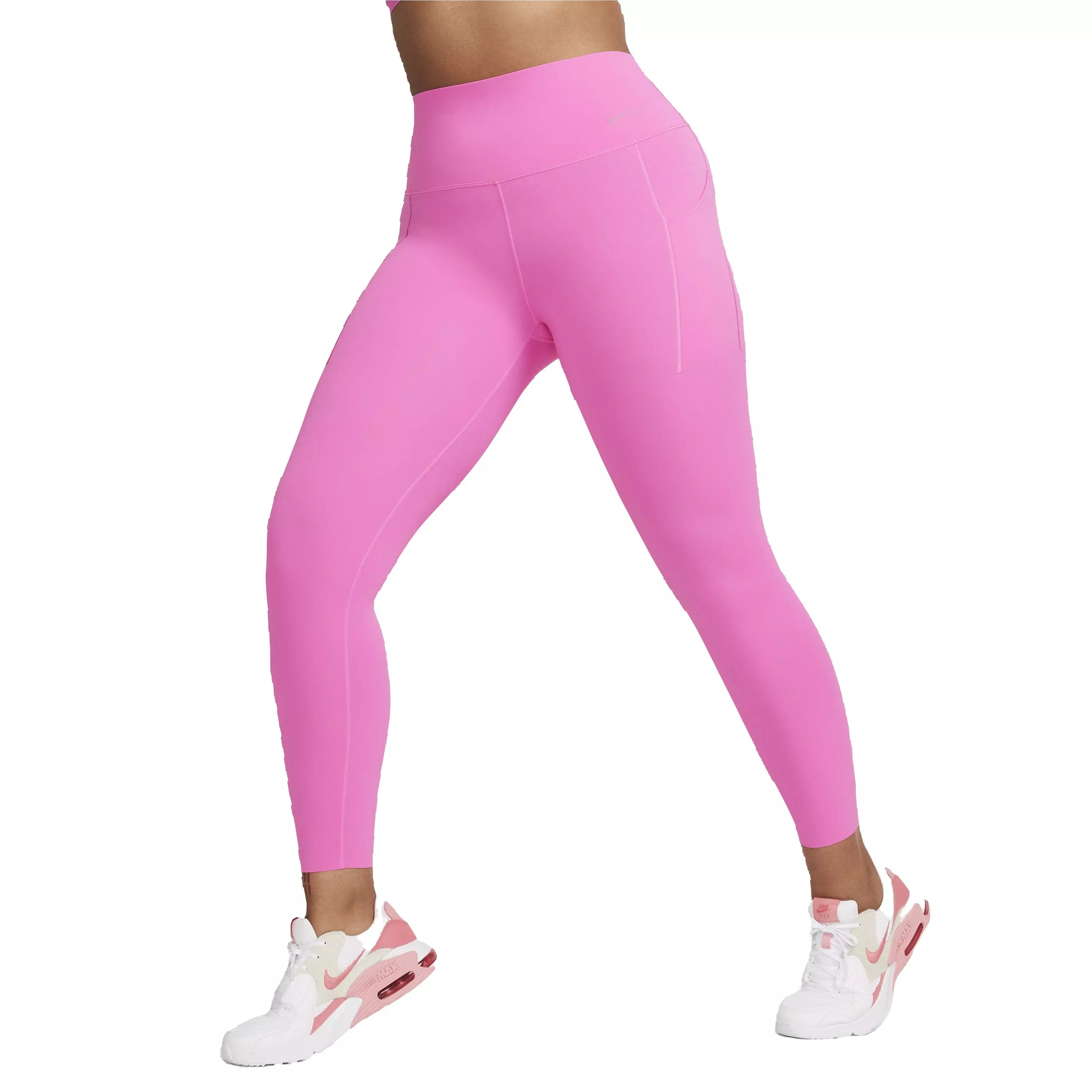Nike Women's Universa Medium Support Mid-Rise 7/8 Leggings with Pockets - PINK