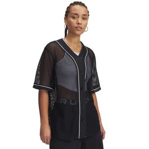 Under Armour Women's UA Sportstyle Baseball Jersey - Black/White
