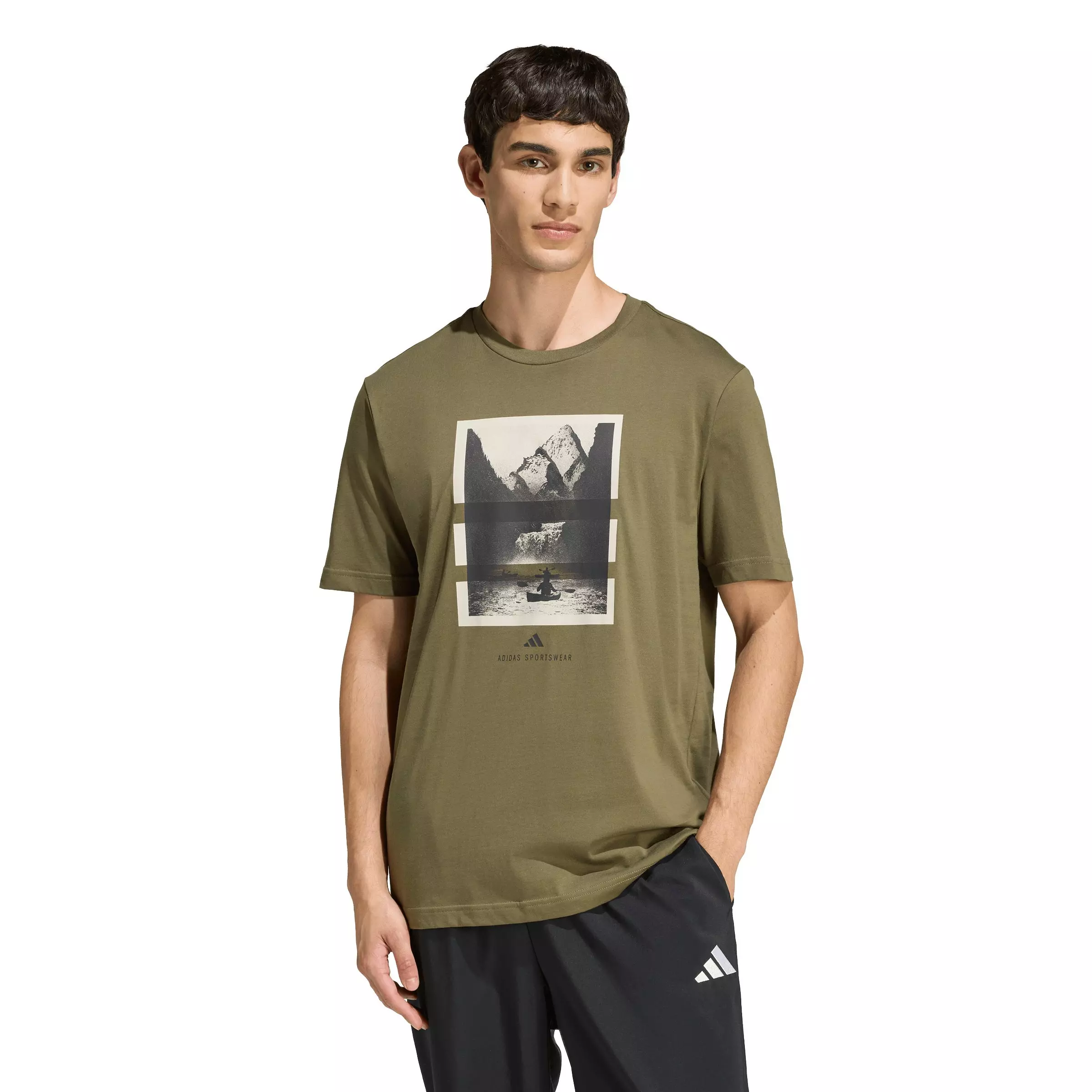adidas Men's Outdoor Kayaking Graphic T-Shirt - Olive - OLIVE