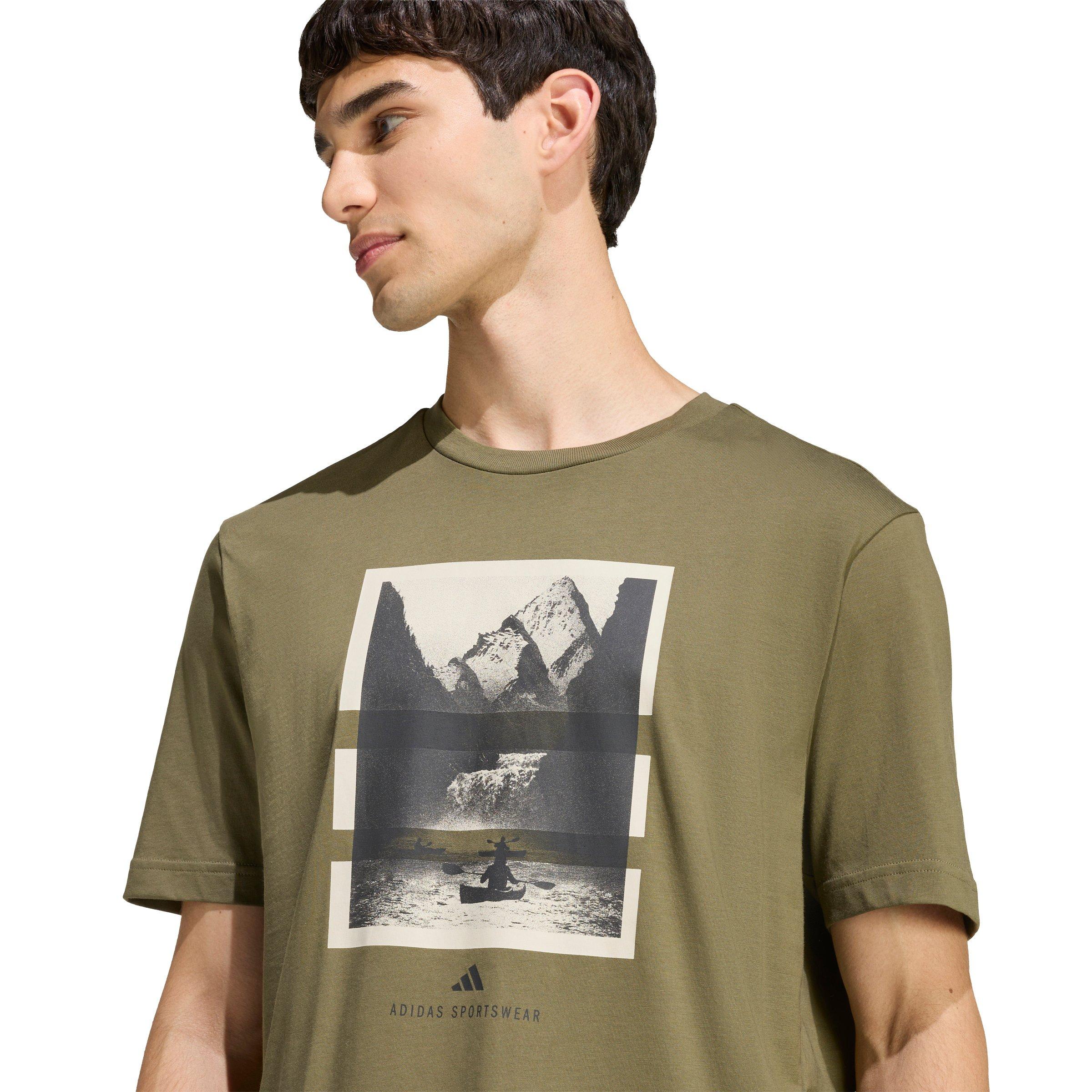 adidas Men's Outdoor Kayaking Graphic T-Shirt - Olive - OLIVE Thumbnail View 3