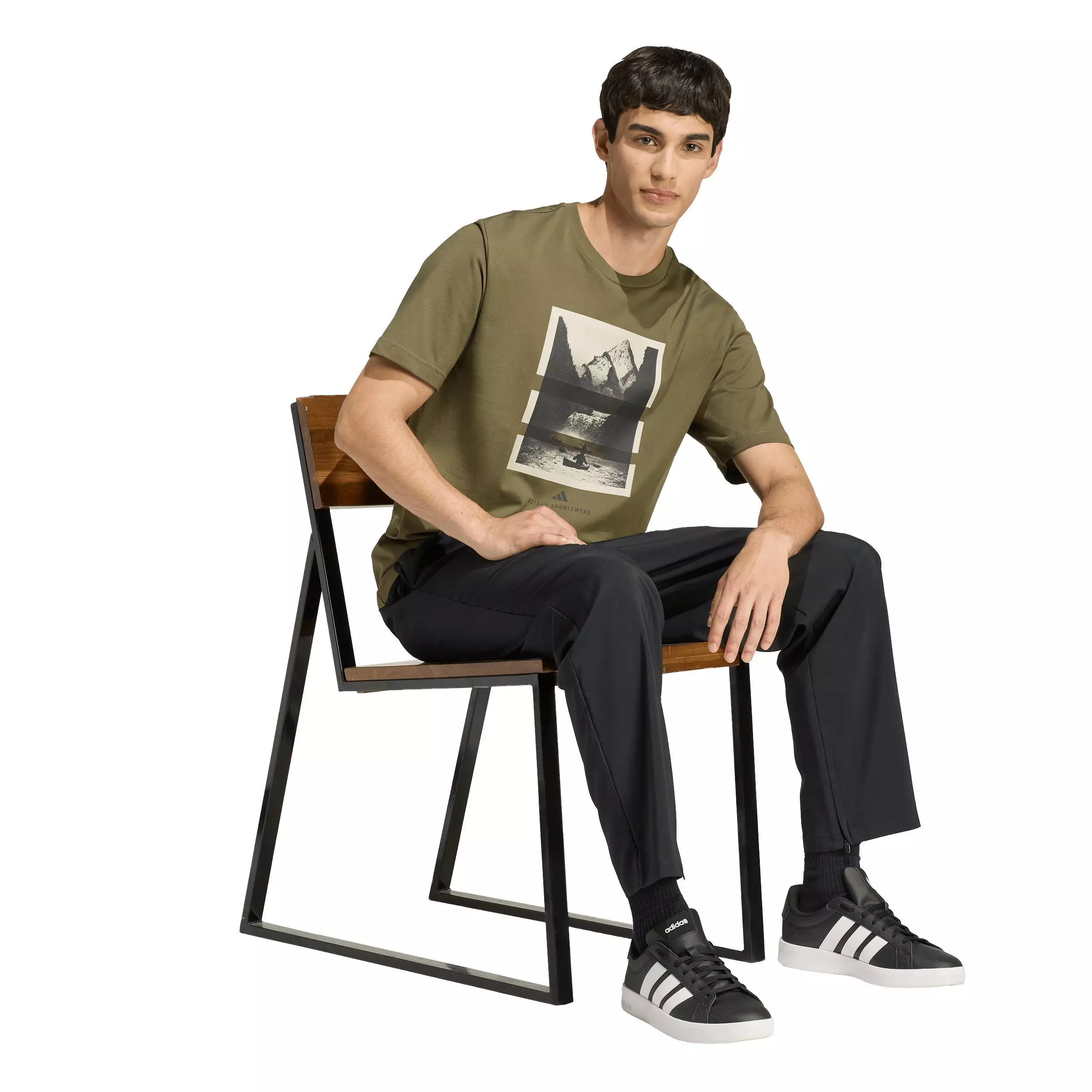 adidas Men's Outdoor Kayaking Graphic T-Shirt - Olive - OLIVE