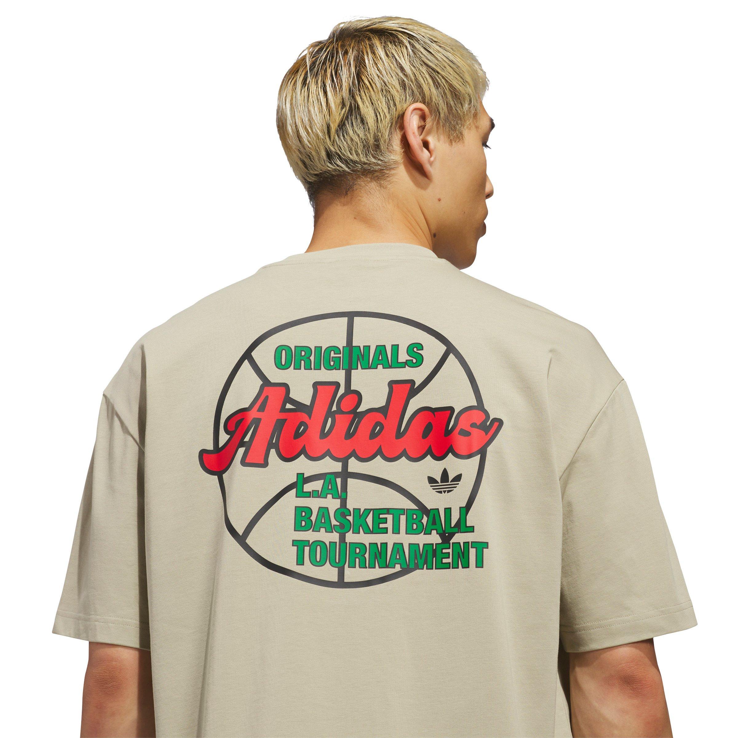 adidas Originals Men's Basketball Tournament T-Shirt - Khaki - KHAKI Thumbnail View 4