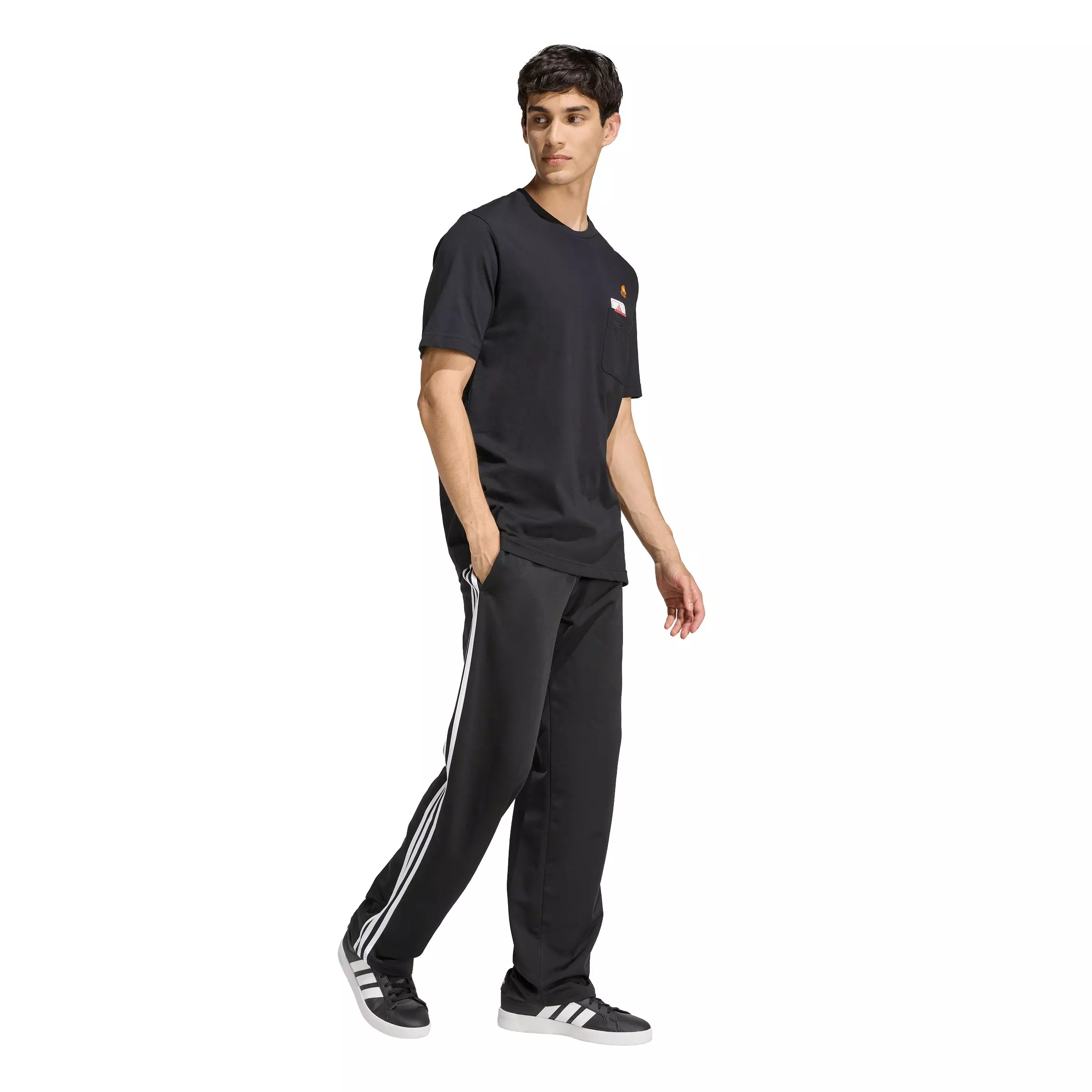 adidas Men's Mini Embroidery Basketball Graphic T-Shirt - Black - BLACK