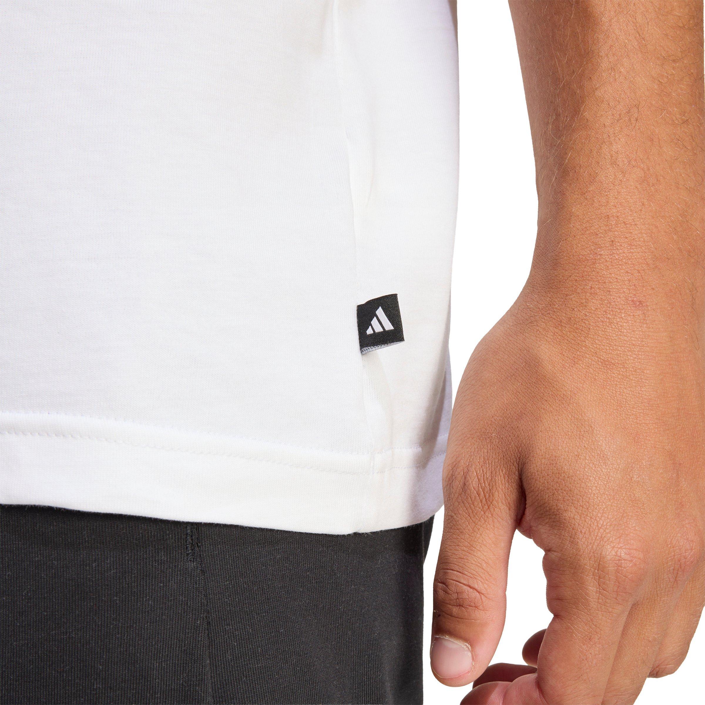 adidas Men's Mini Embroidery Basketball Graphic T-Shirt - White - WHITE Thumbnail View 4