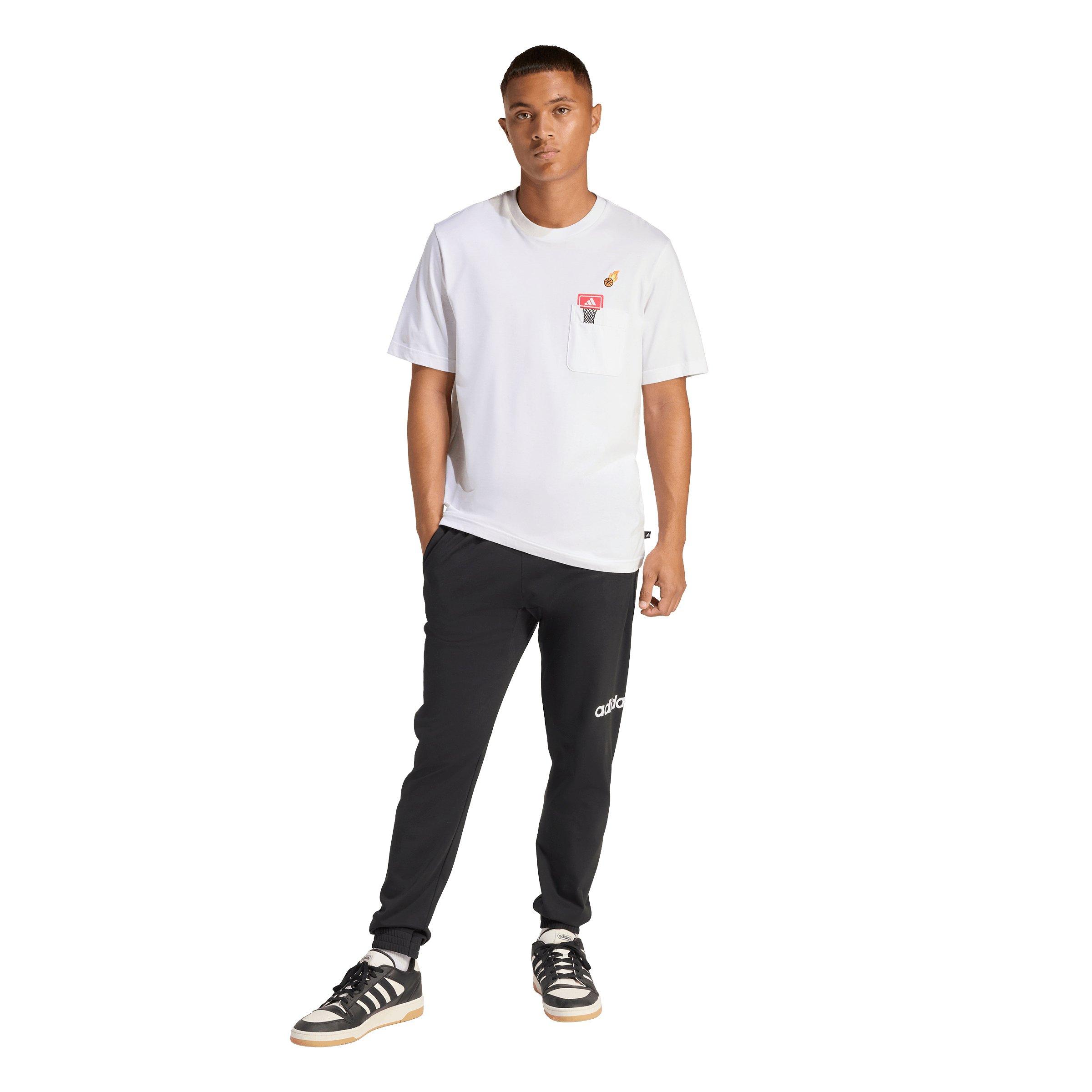 adidas Men's Mini Embroidery Basketball Graphic T-Shirt - White - WHITE Thumbnail View 5