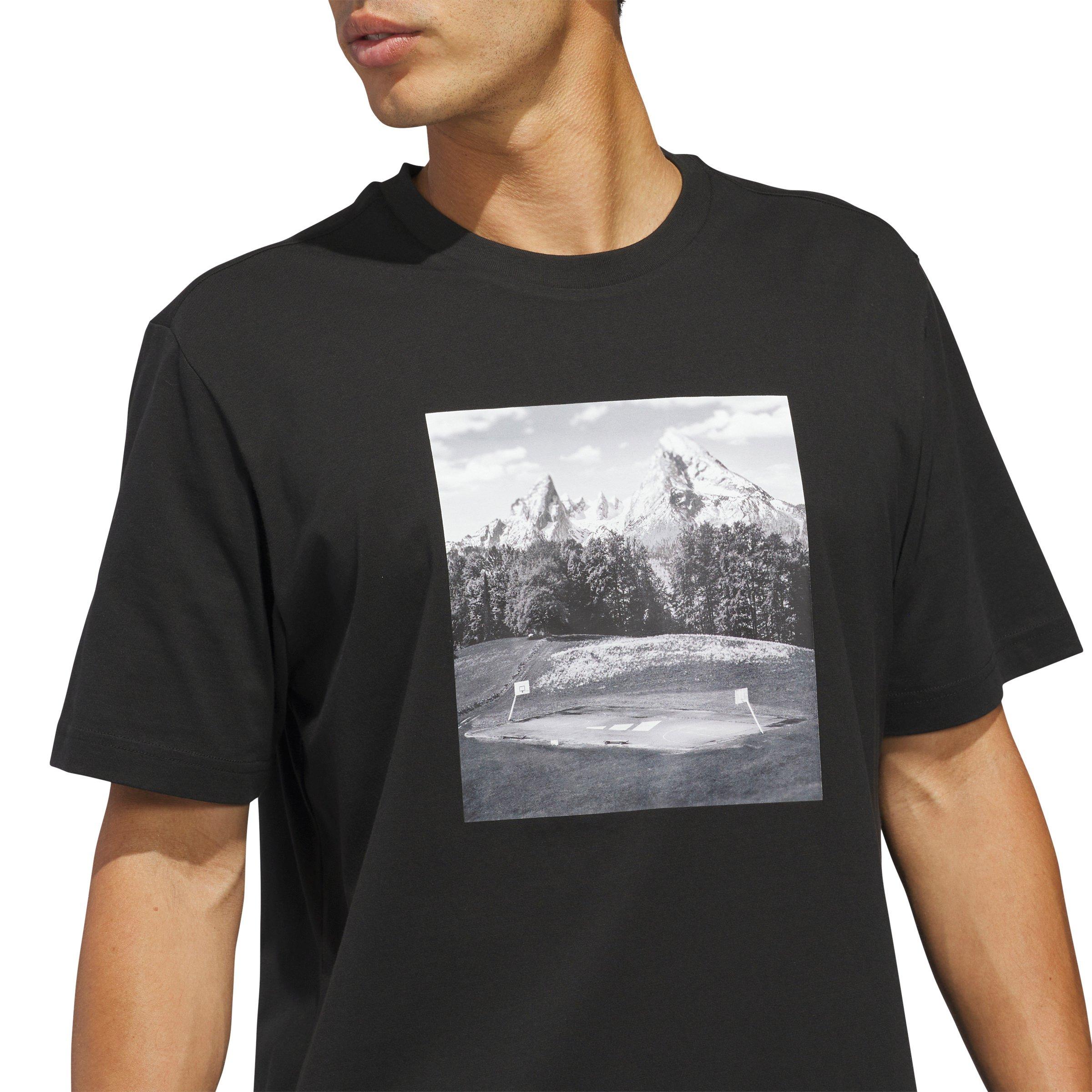 adidas Men's Hoop Sanctuary Graphic T-Shirt - Black - BLACK Thumbnail View 3
