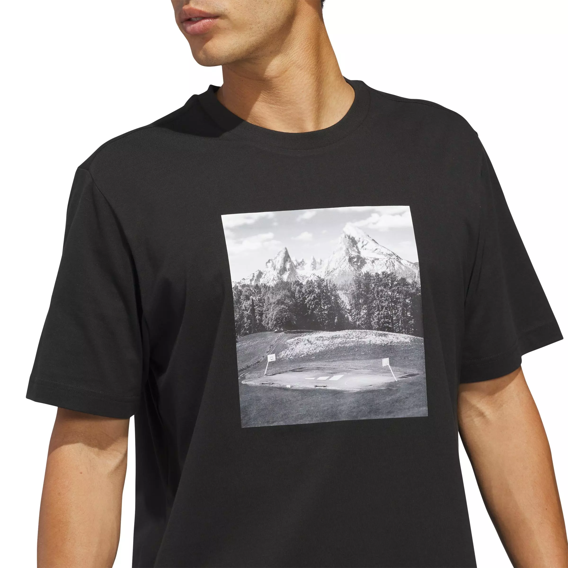 adidas Men's Hoop Sanctuary Graphic T-Shirt - Black - BLACK