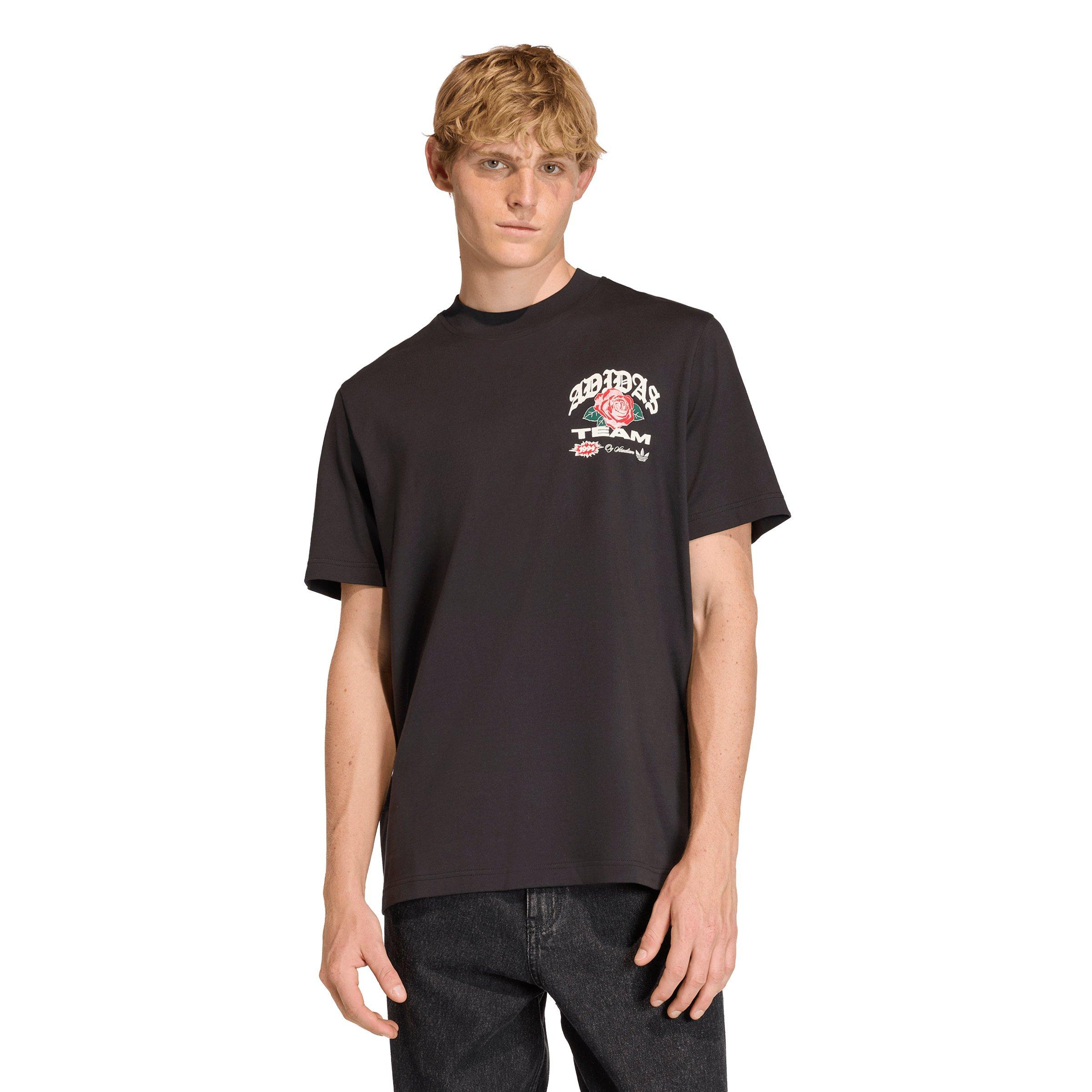 adidas Originals Men's GFX Roses T-Shirt - Black - BLACK Thumbnail View 1