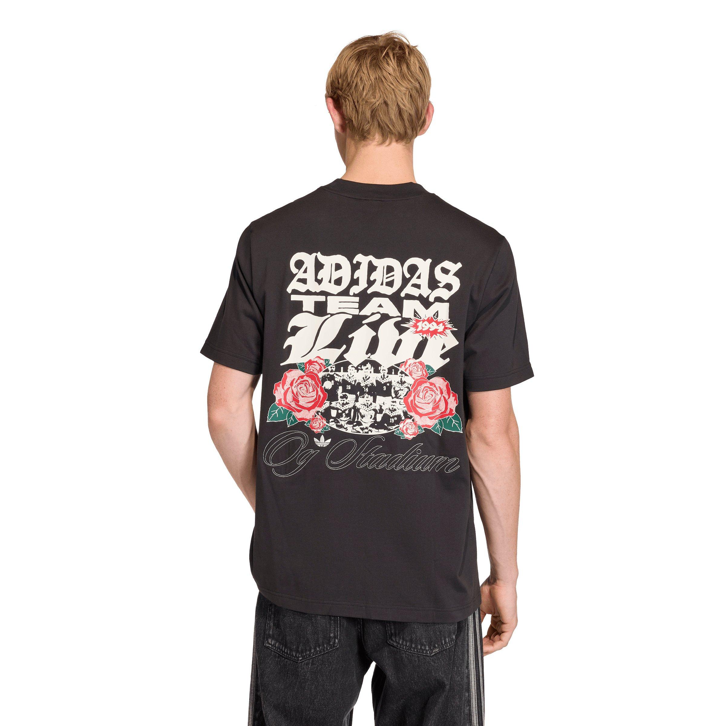 adidas Originals Men's GFX Roses T-Shirt - Black - BLACK Thumbnail View 2