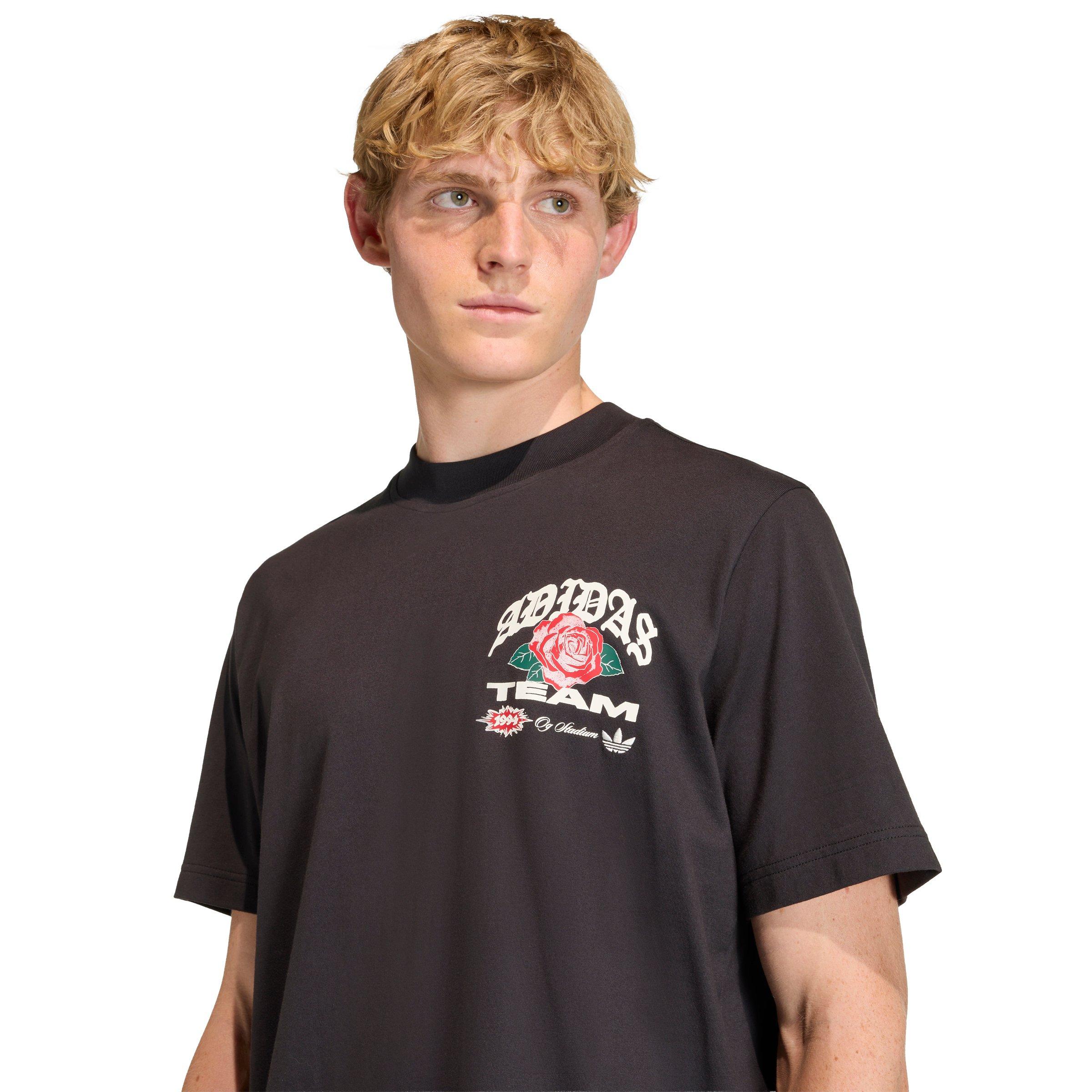 adidas Originals Men's GFX Roses T-Shirt - Black - BLACK Thumbnail View 3