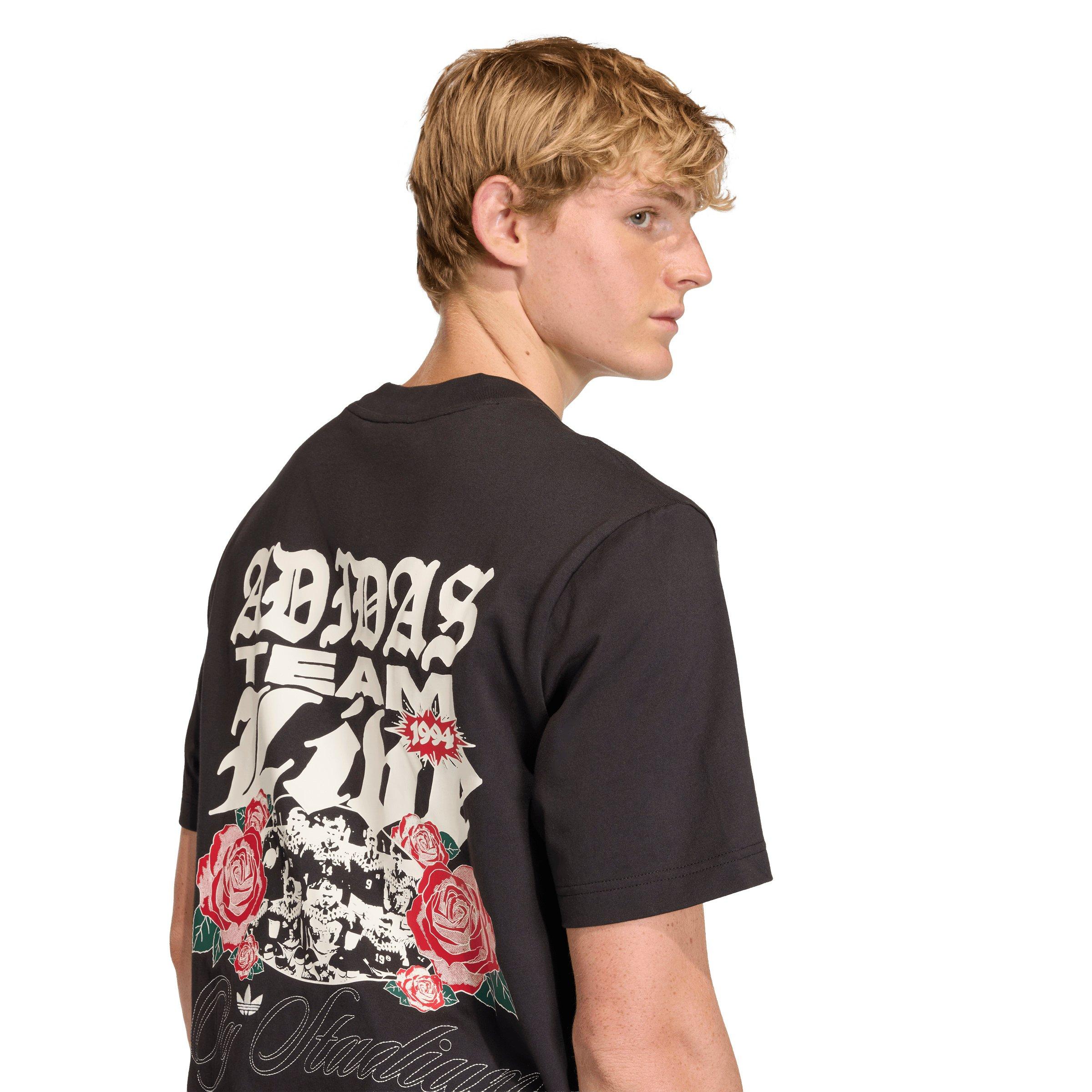 adidas Originals Men's GFX Roses T-Shirt - Black - BLACK Thumbnail View 4