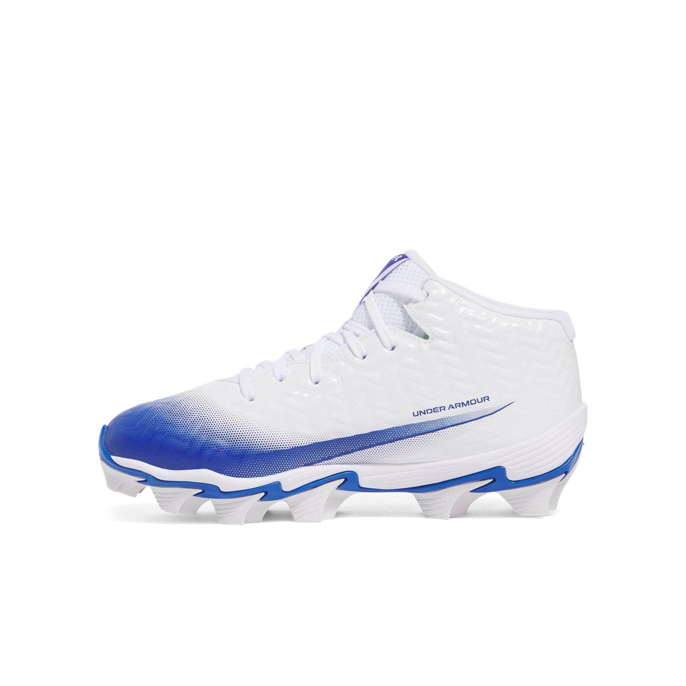 Under Armour Spotlight Hammer Jr. "White/Royal/Royal" Grade School Boys' Football Cleat - WHITE/ROYAL/ROYAL Thumbnail View 2
