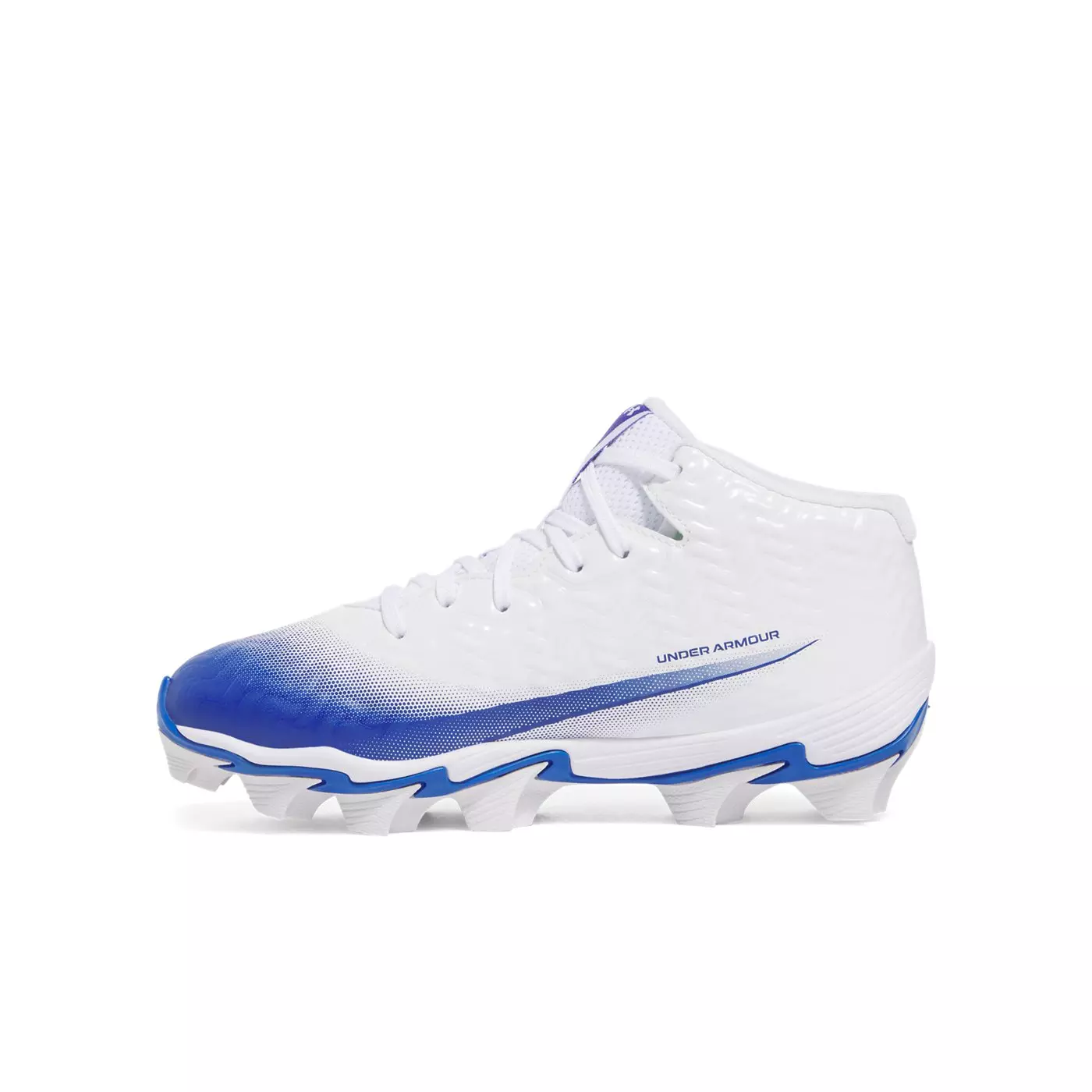 Under Armour Spotlight Hammer Jr. "White/Royal/Royal" Grade School Boys' Football Cleat - WHITE/ROYAL/ROYAL