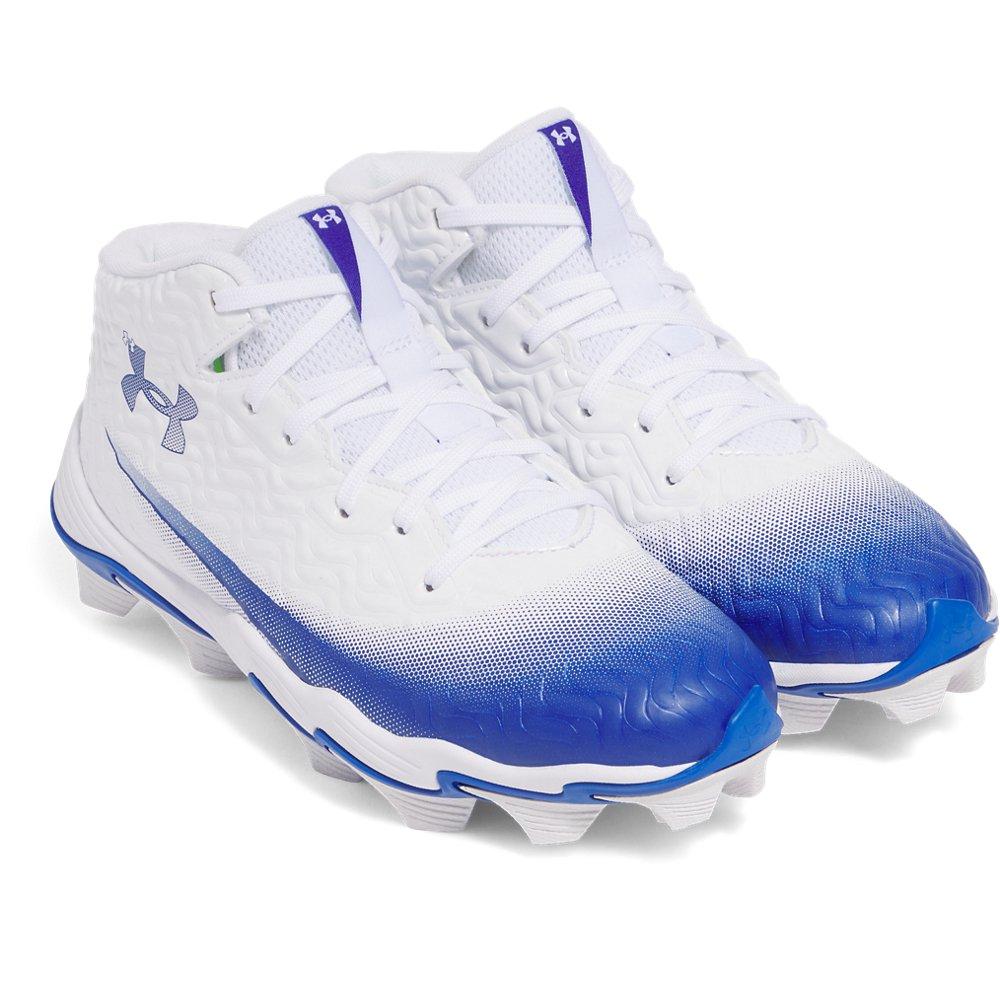 Under Armour Spotlight Hammer Jr. "White/Royal/Royal" Grade School Boys' Football Cleat - WHITE/ROYAL/ROYAL Thumbnail View 3
