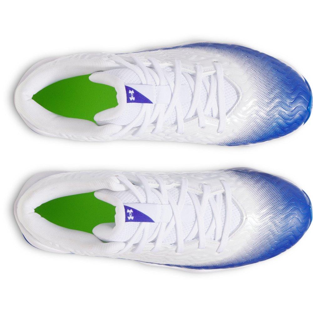Under Armour Spotlight Hammer Jr. "White/Royal/Royal" Grade School Boys' Football Cleat - WHITE/ROYAL/ROYAL Thumbnail View 4