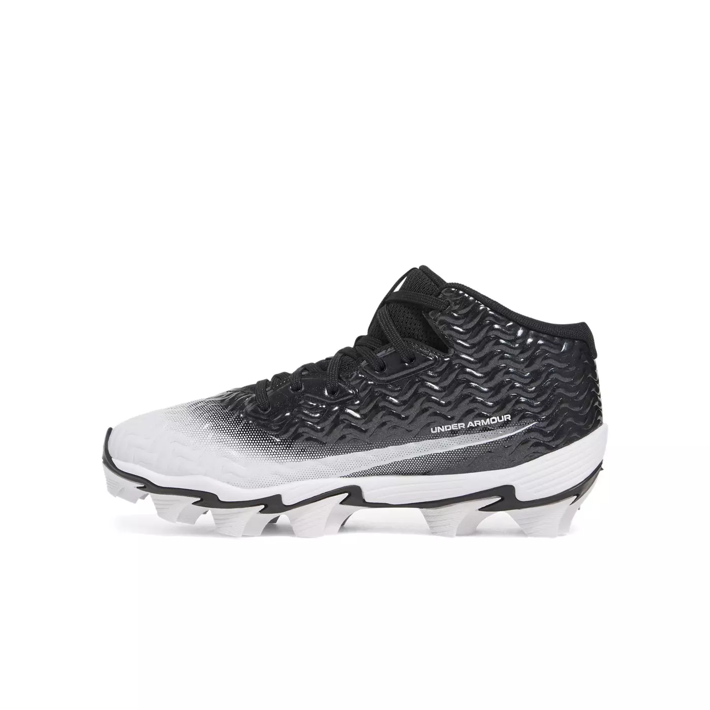 Under Armour Spotlight Hammer Jr. "Black/White/White" Grade School Boys' Football Cleat - BLACK/WHITE/WHITE