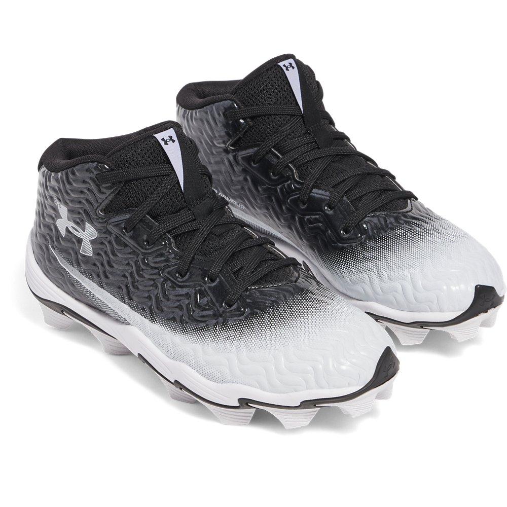 Under Armour Spotlight Hammer Jr. "Black/White/White" Grade School Boys' Football Cleat - BLACK/WHITE/WHITE Thumbnail View 3