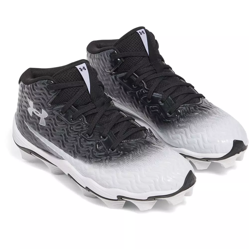 Under Armour Spotlight Hammer Jr. "Black/White/White" Grade School Boys' Football Cleat - BLACK/WHITE/WHITE