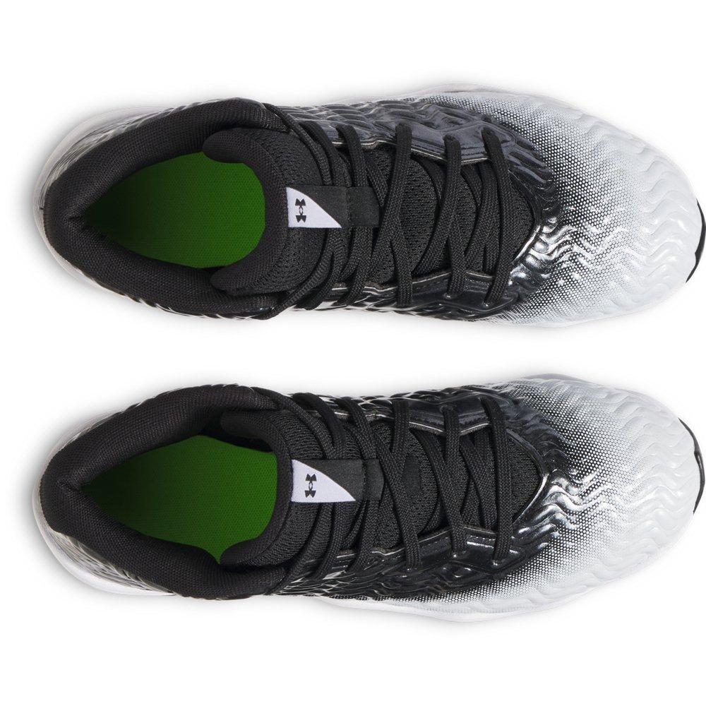 Under Armour Spotlight Hammer Jr. "Black/White/White" Grade School Boys' Football Cleat - BLACK/WHITE/WHITE Thumbnail View 4