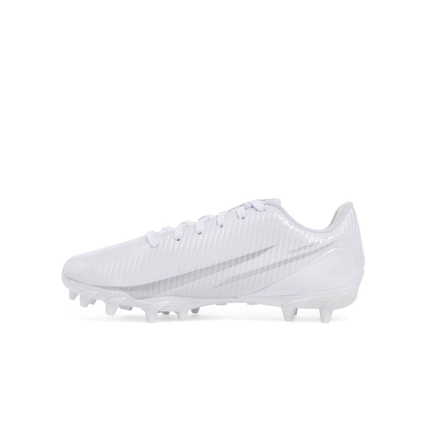 Under Armour Blur Select Jr. "White/Metallic Silver/Silver" Grade School Boys' Football Cleat - WHITE/SILVER/SILVER Thumbnail View 2