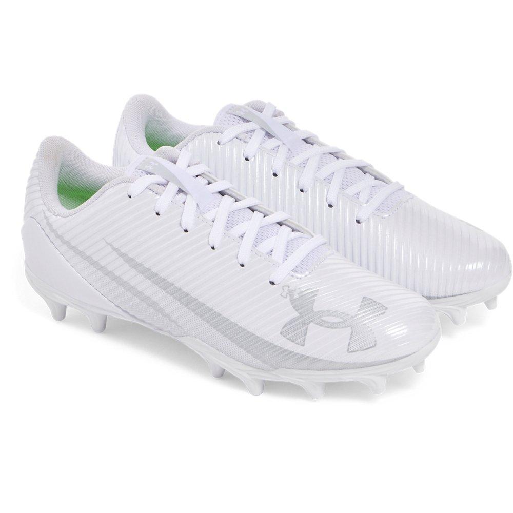 Under Armour Blur Select Jr. "White/Metallic Silver/Silver" Grade School Boys' Football Cleat - WHITE/SILVER/SILVER Thumbnail View 3