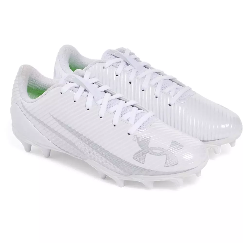 Under Armour Blur Select Jr. "White/Metallic Silver/Silver" Grade School Boys' Football Cleat - WHITE/SILVER/SILVER