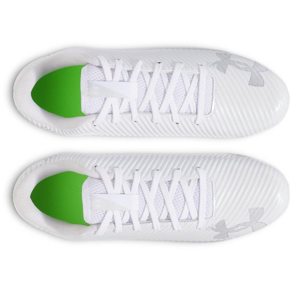 Under Armour Blur Select Jr. "White/Metallic Silver/Silver" Grade School Boys' Football Cleat - WHITE/SILVER/SILVER Thumbnail View 4