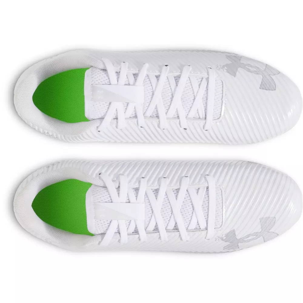 Under Armour Blur Select Jr. "White/Metallic Silver/Silver" Grade School Boys' Football Cleat - WHITE/SILVER/SILVER