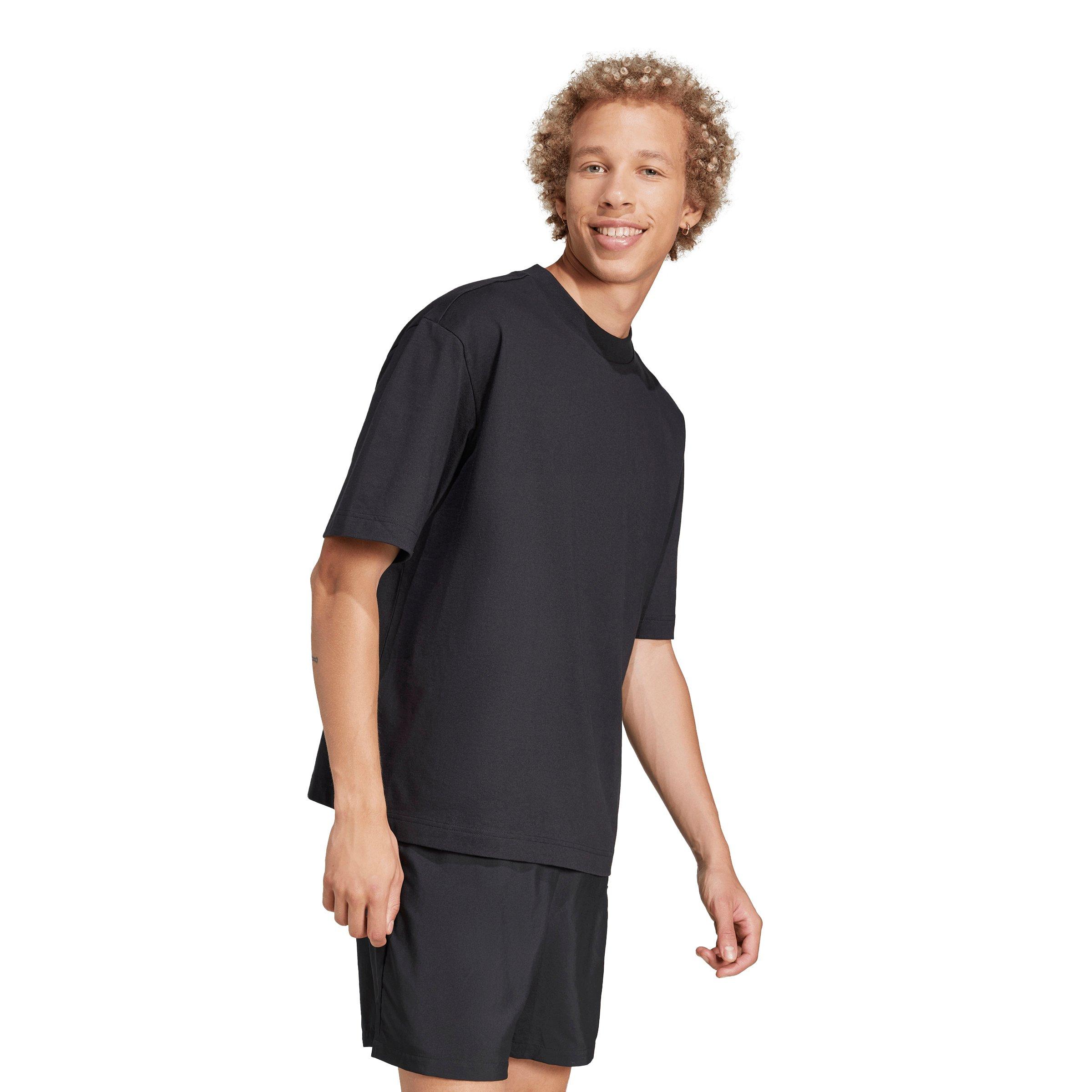adidas Men's Essentials Loose Fit 3 Bar Logo T-Shirt - Black/White - BLACK/WHITE Thumbnail View 5