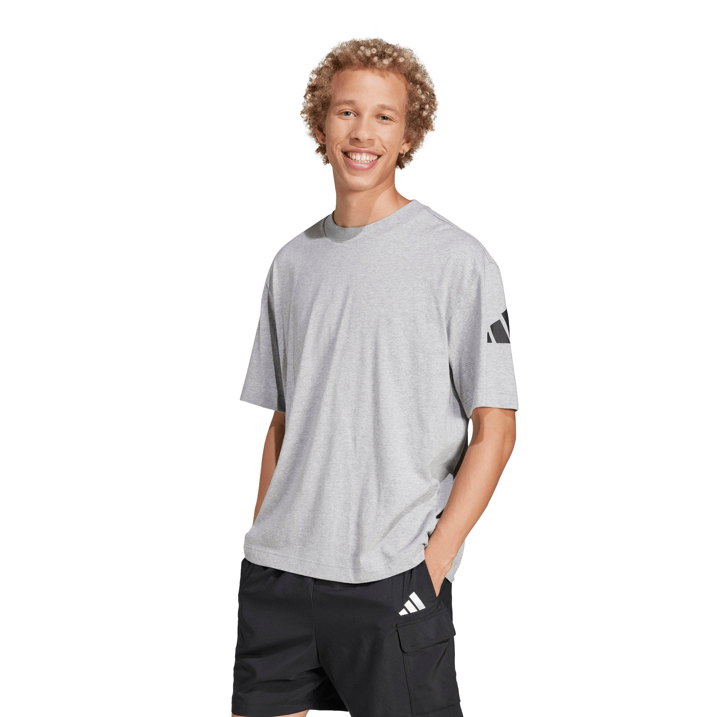 adidas Men's Essentials Loose Fit 3 Bar Logo T-Shirt - Grey/Black - GREY/BLACK Thumbnail View 1
