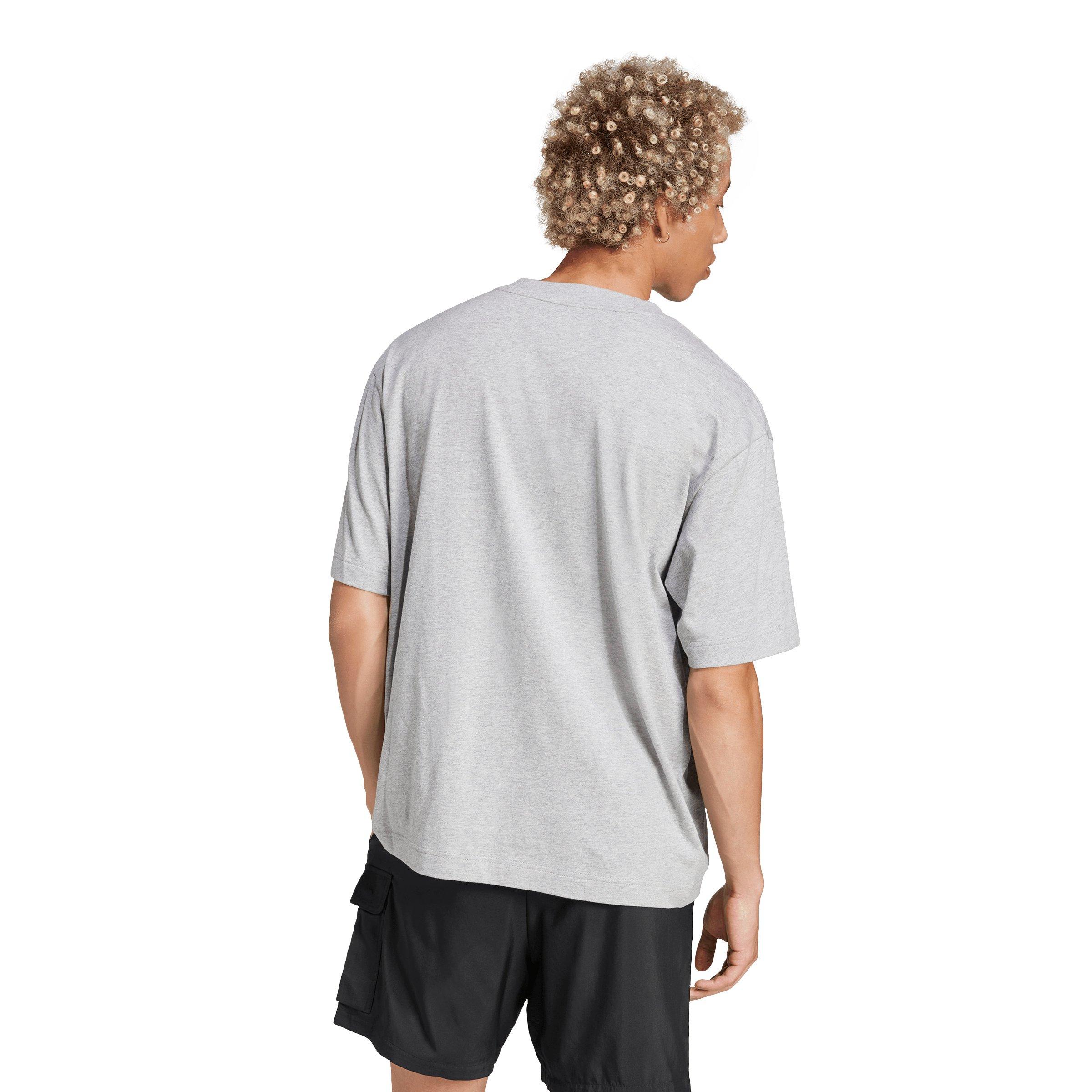 adidas Men's Essentials Loose Fit 3 Bar Logo T-Shirt - Grey/Black - GREY/BLACK Thumbnail View 2